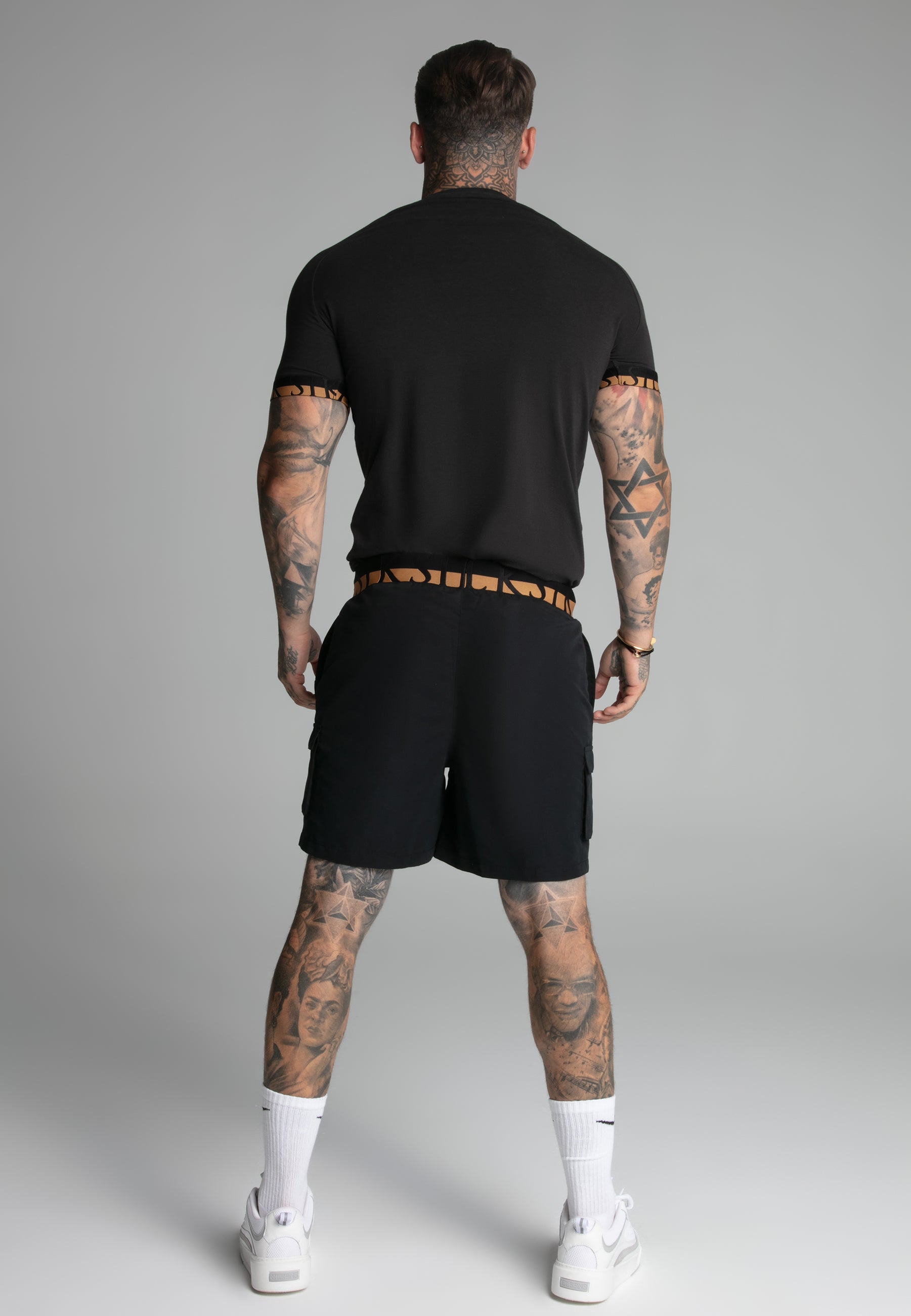 Cargo Swim Short in Black Pantalons de bain SikSilk