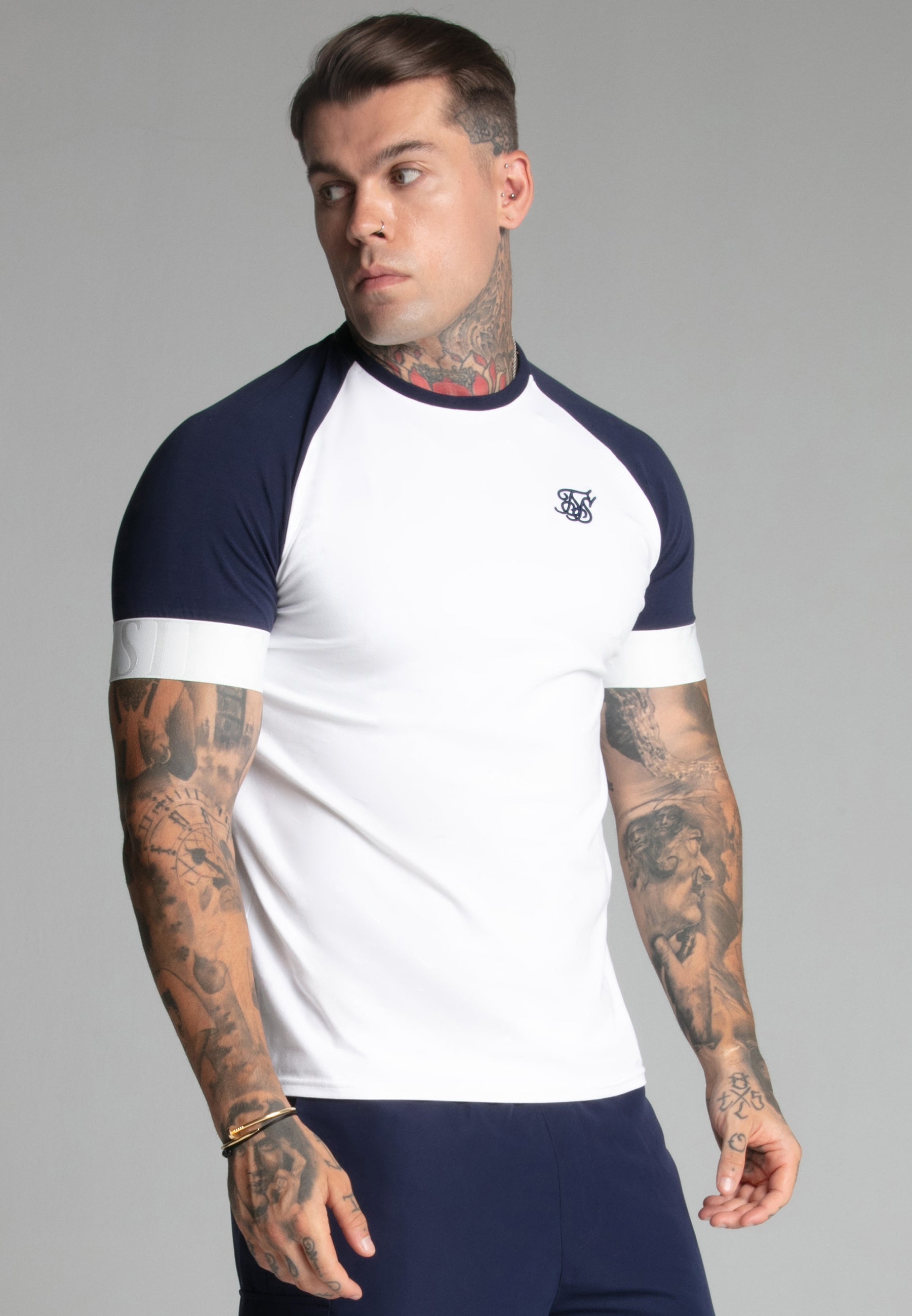 Tech T-shirt blanc, bleu marine T-shirts SikSilk