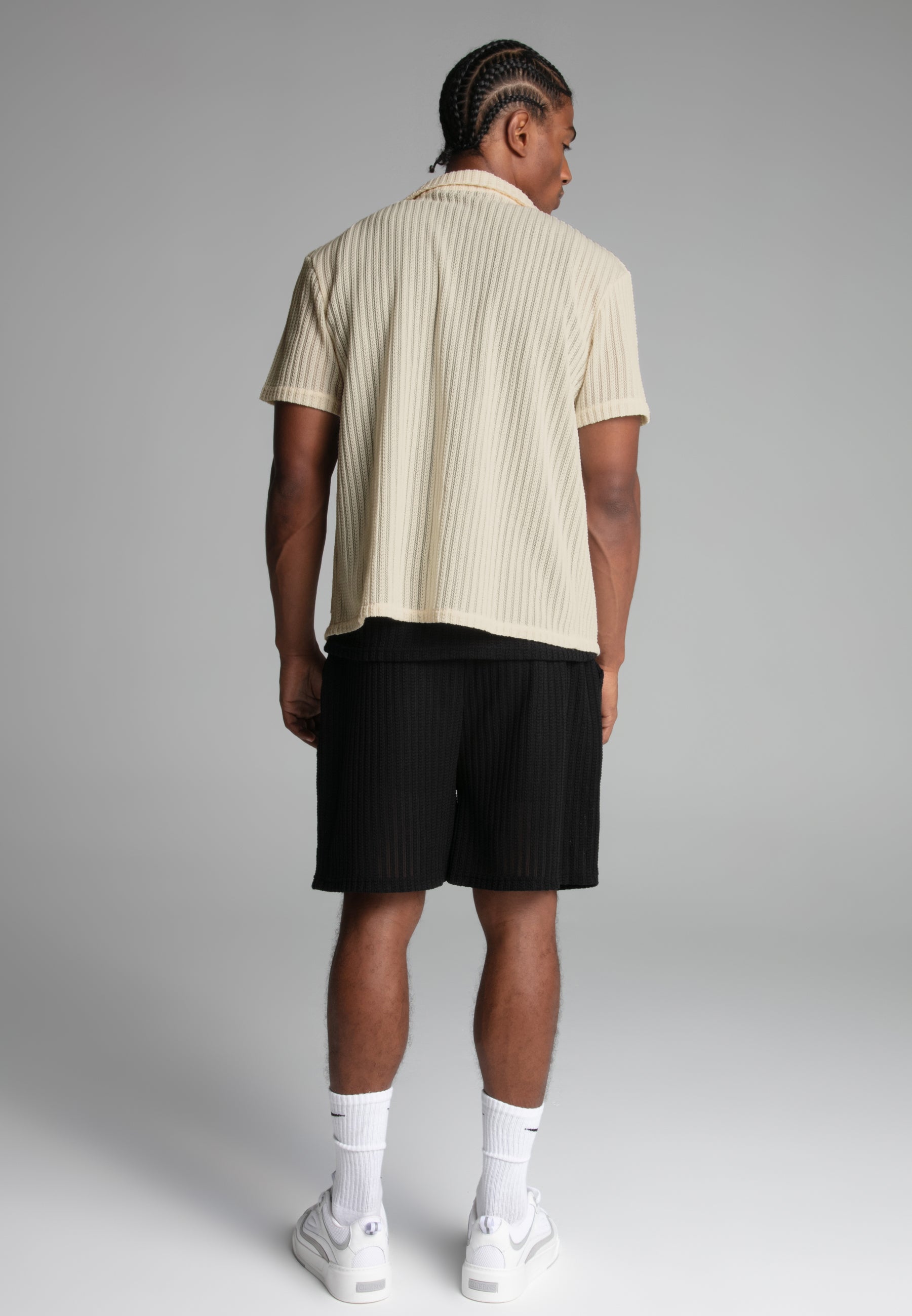 Textured Resort Shirt in Ecru Chemises SikSilk