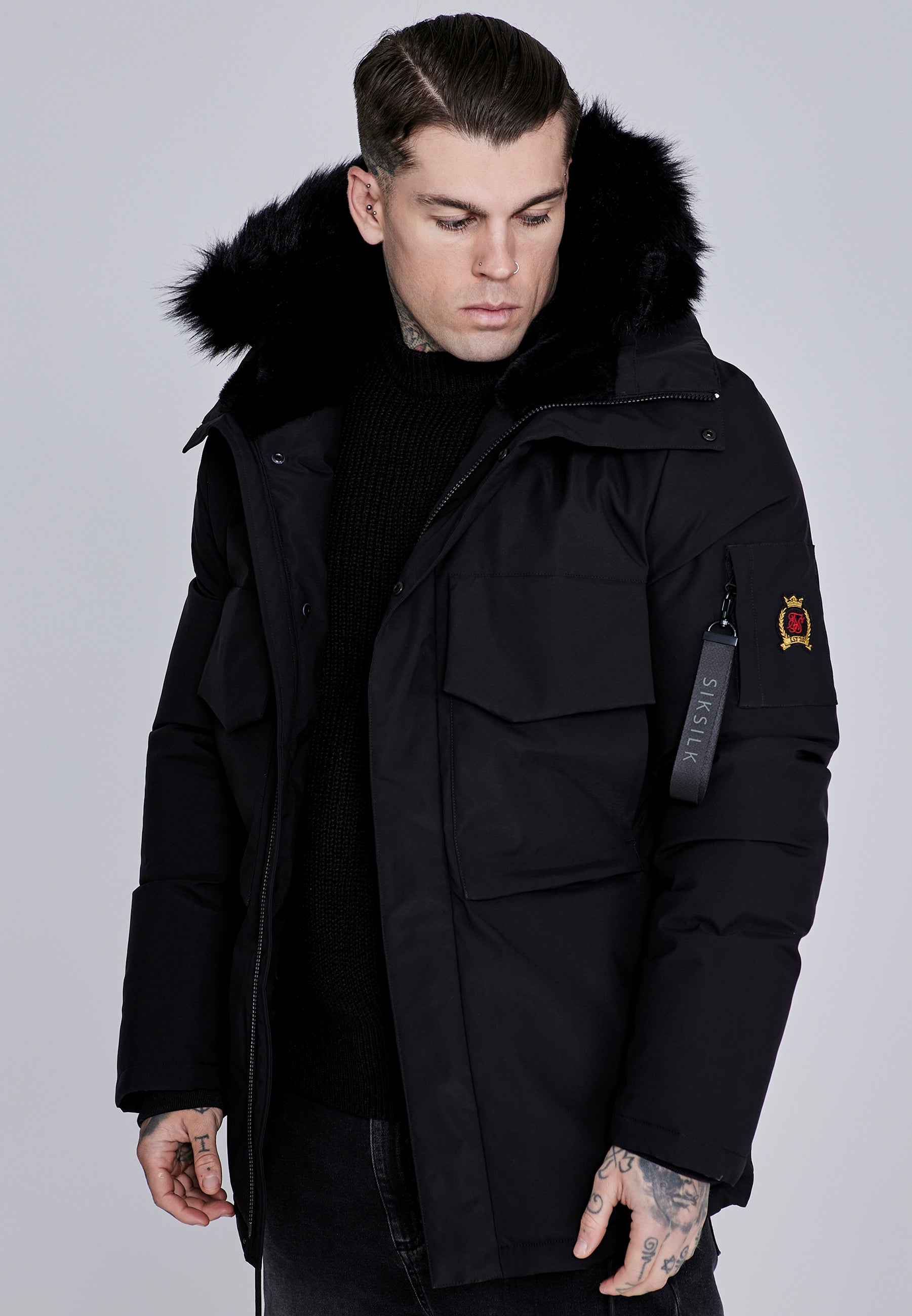 Parka in Black Vestes SikSilk