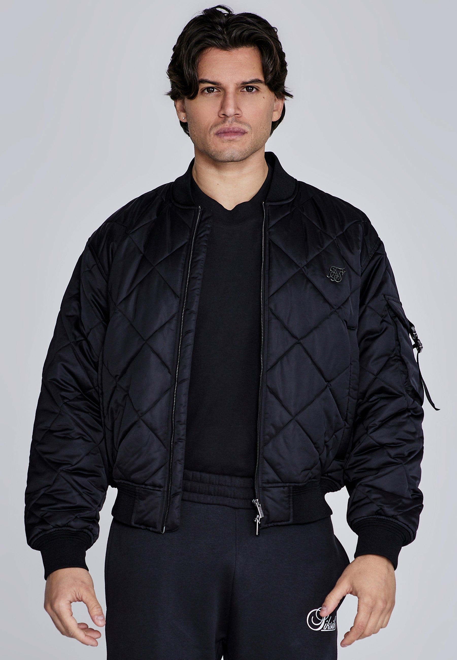 Bomber Jacket in Black Vestes SikSilk