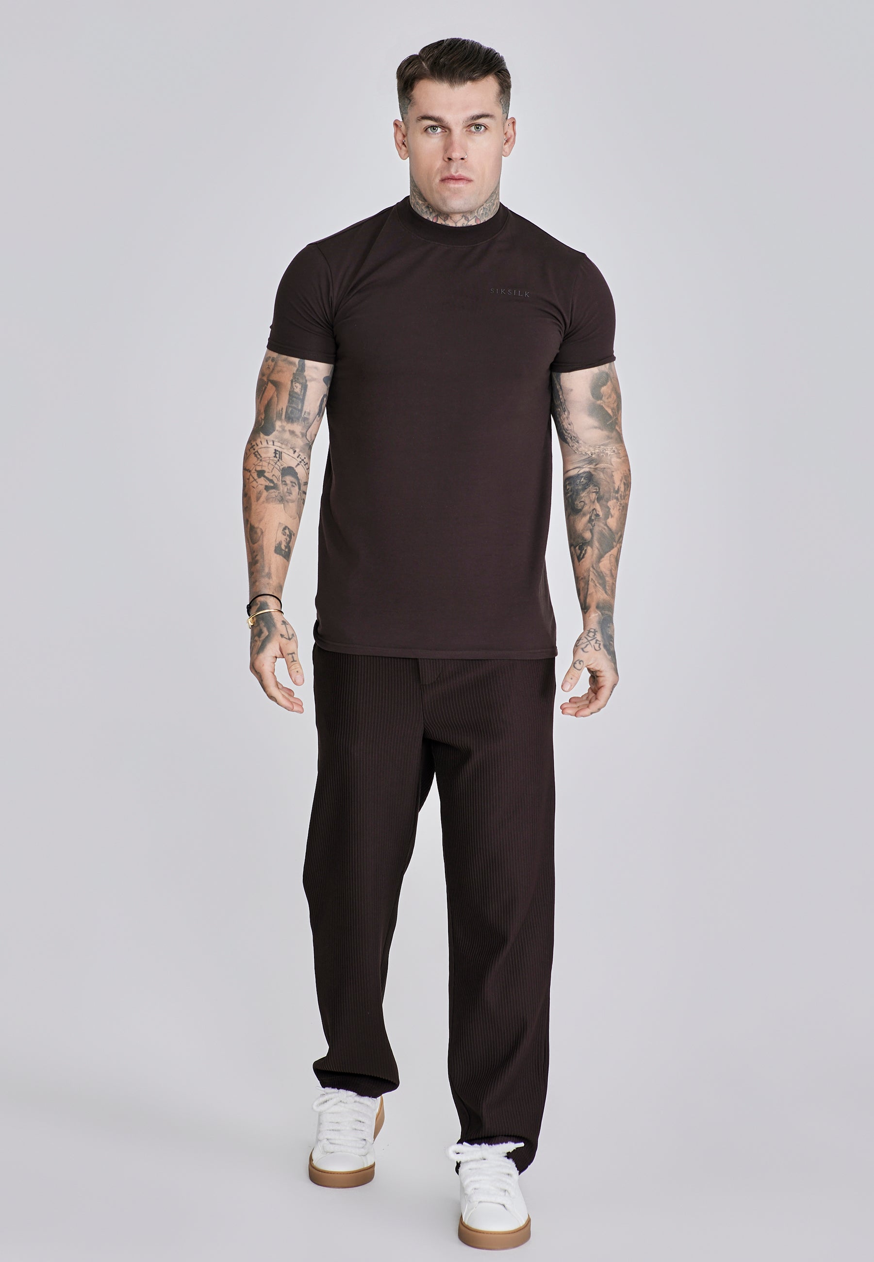 Muscle Fit T-shirt en Brown T-shirts SikSilk