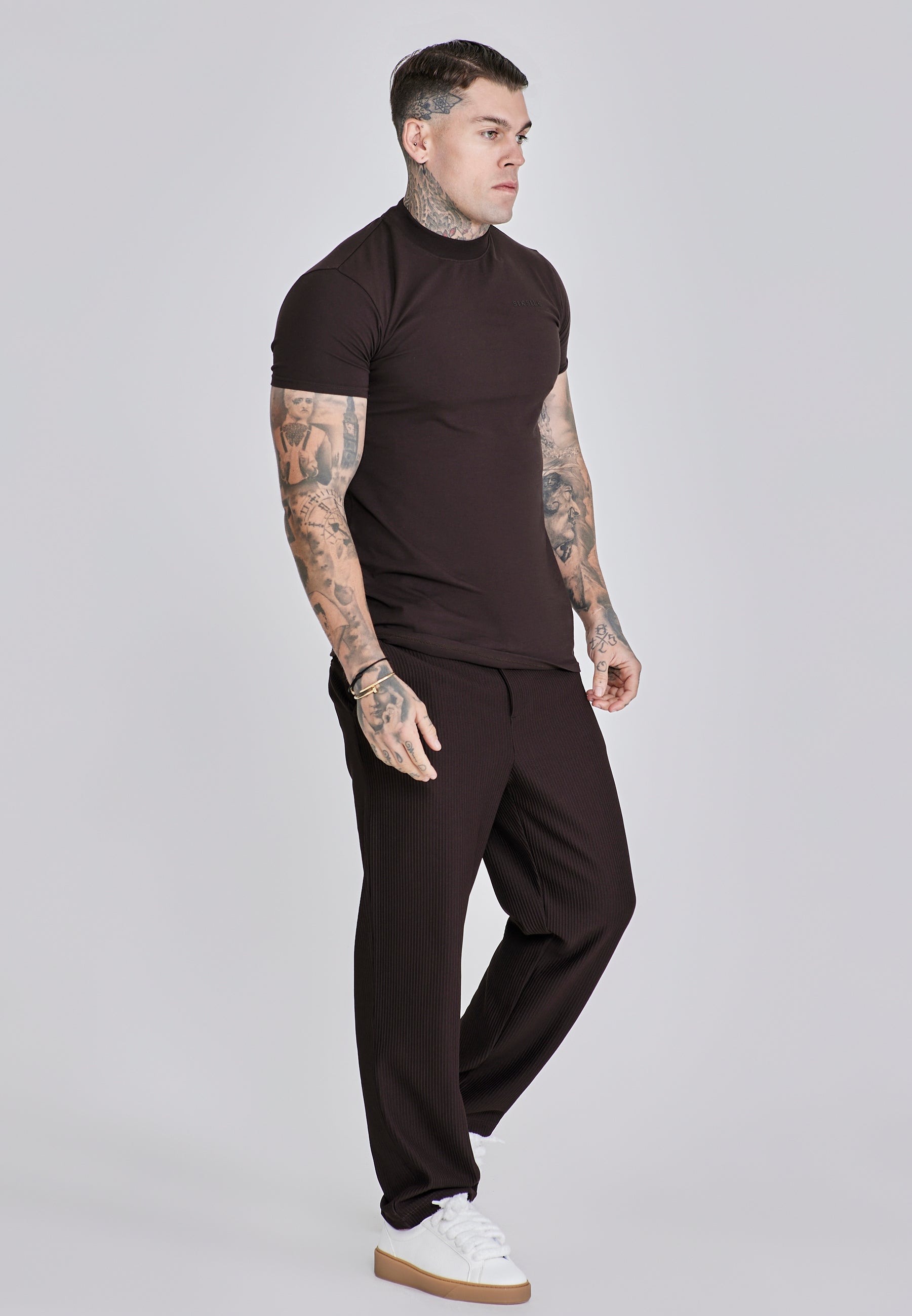 Muscle Fit T-shirt en Brown T-shirts SikSilk