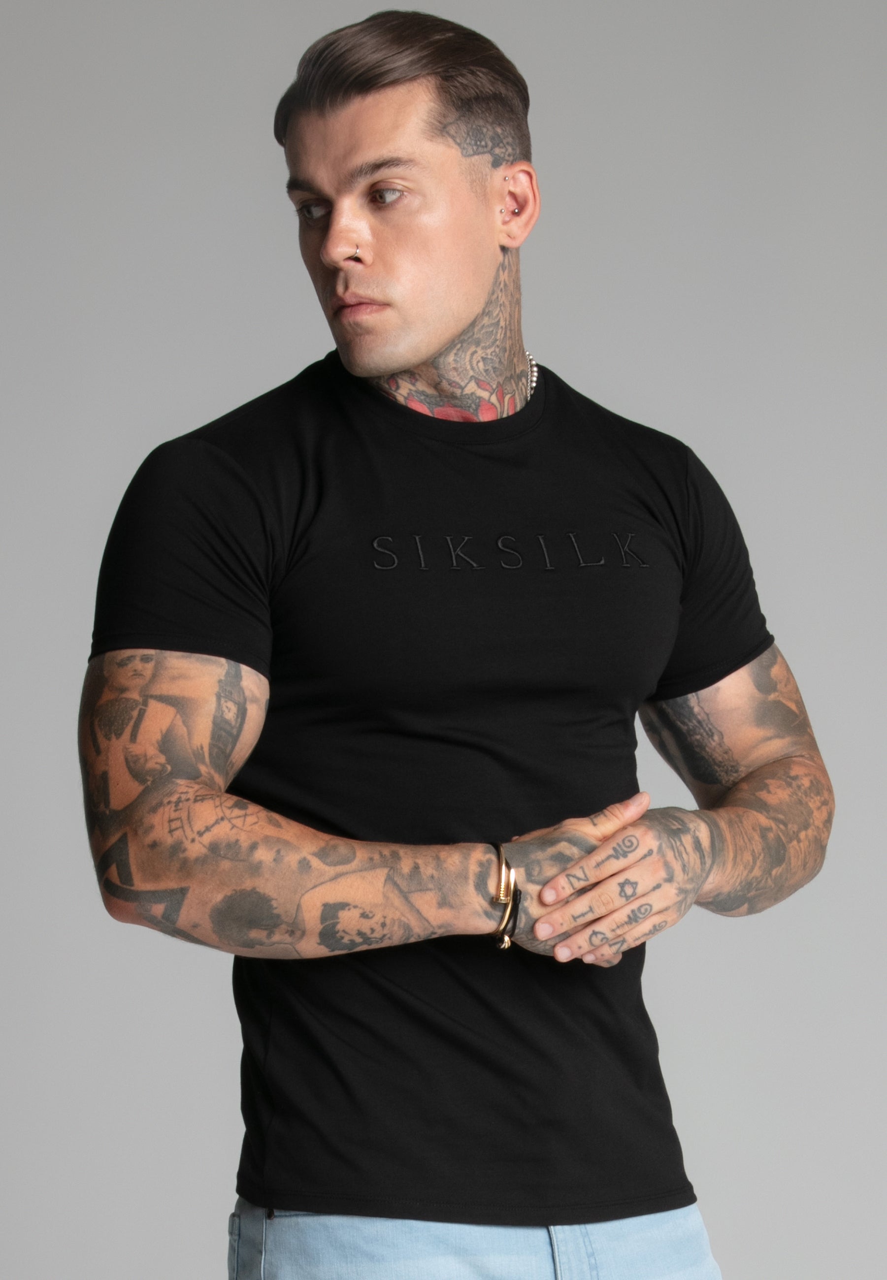 T-shirt Muscle Fit en noir T-shirts SikSilk