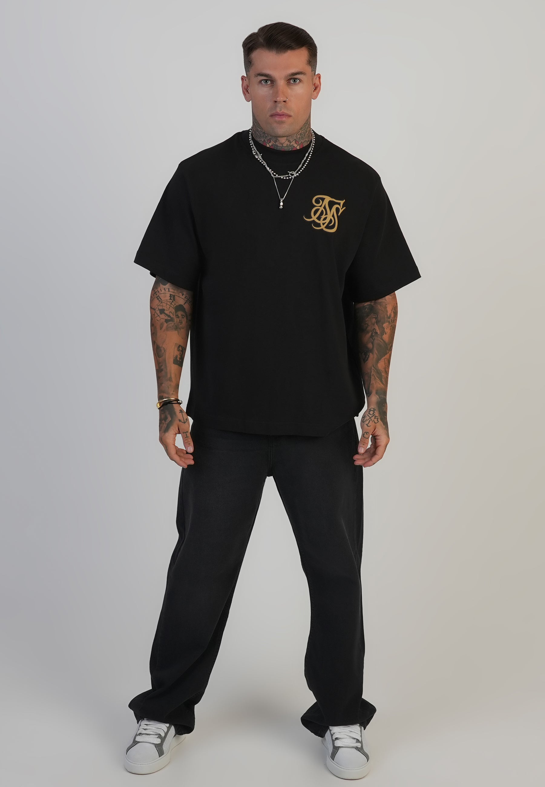T-shirt à logo en T-shirts noirs SikSilk