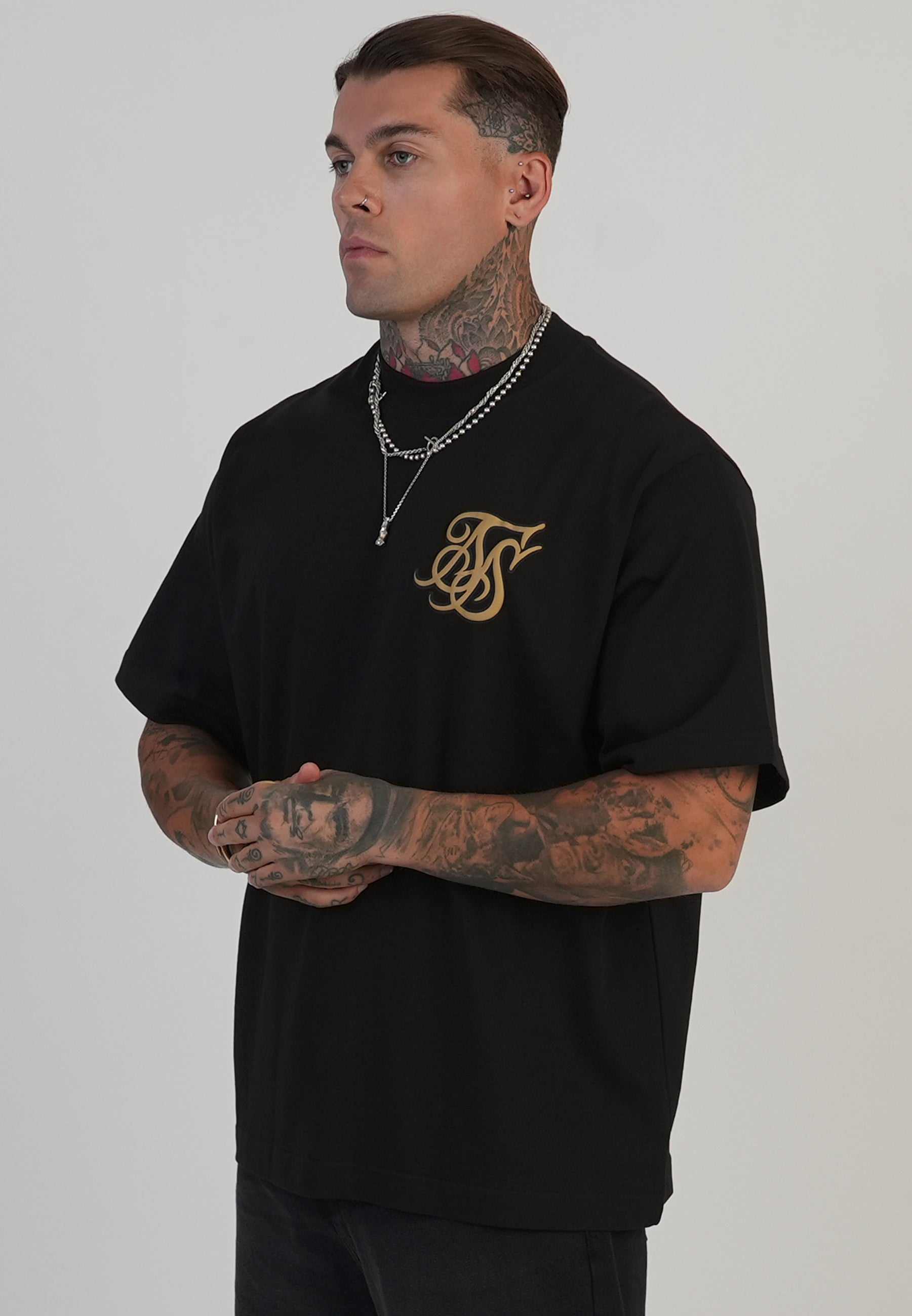 T-shirt à logo en T-shirts noirs SikSilk