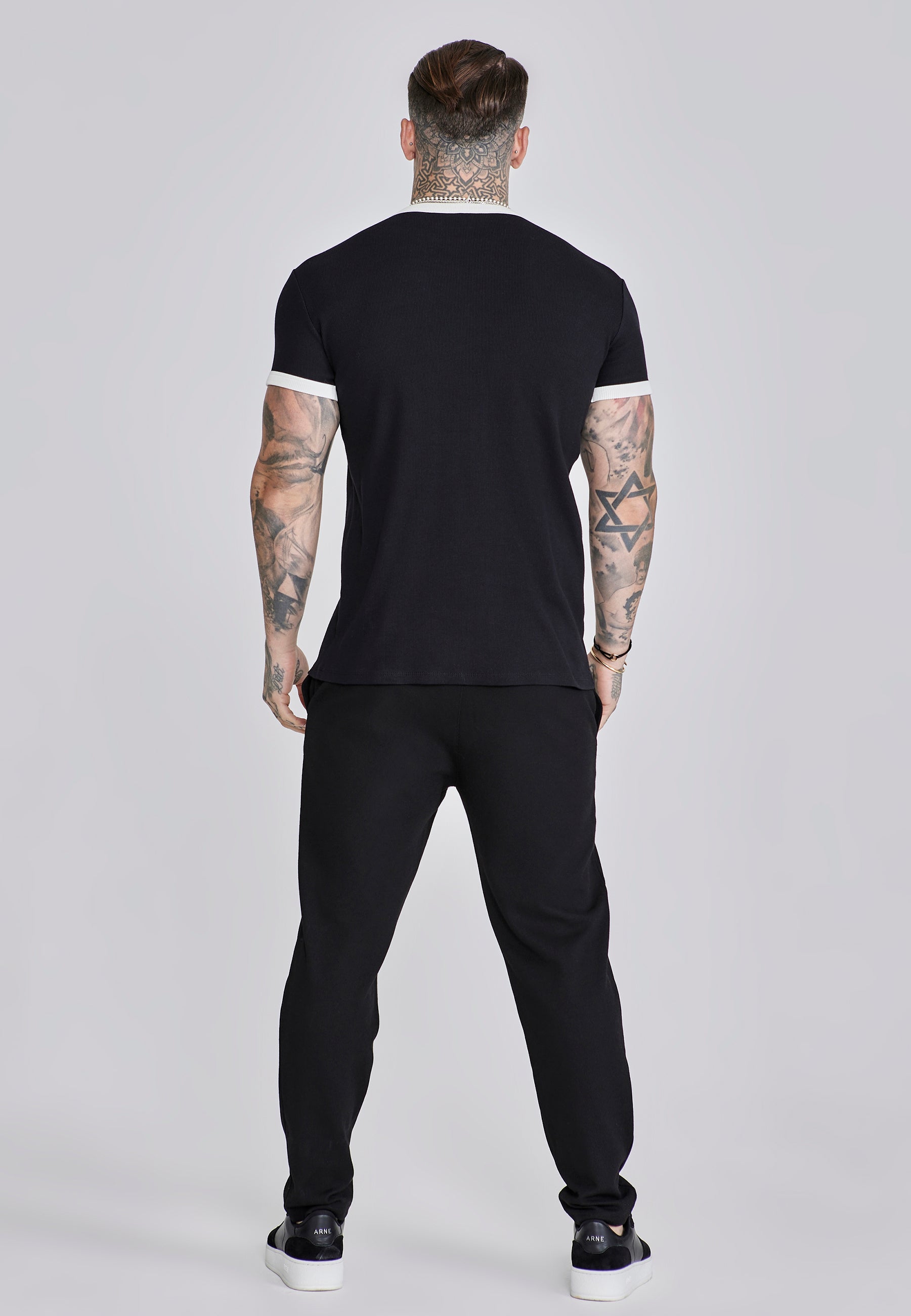 T-shirt Ribbed Ringer in Black T-shirts SikSilk