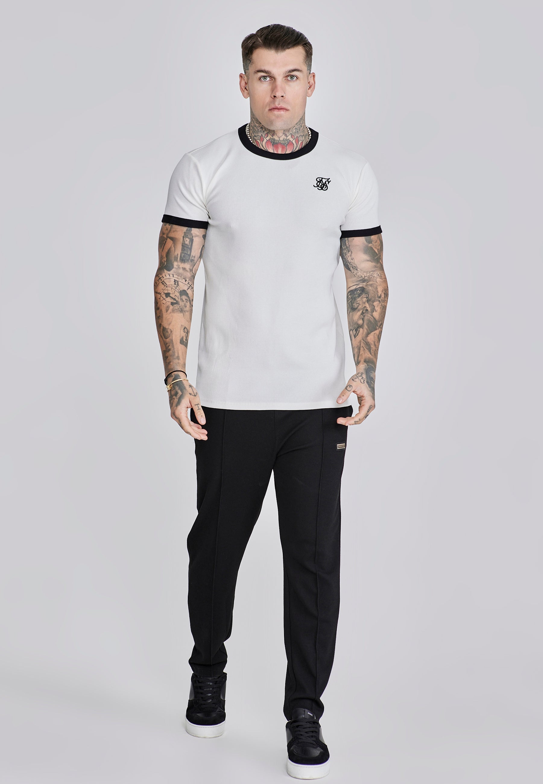 T-shirt Ribbed Ringer en écru T-shirts SikSilk