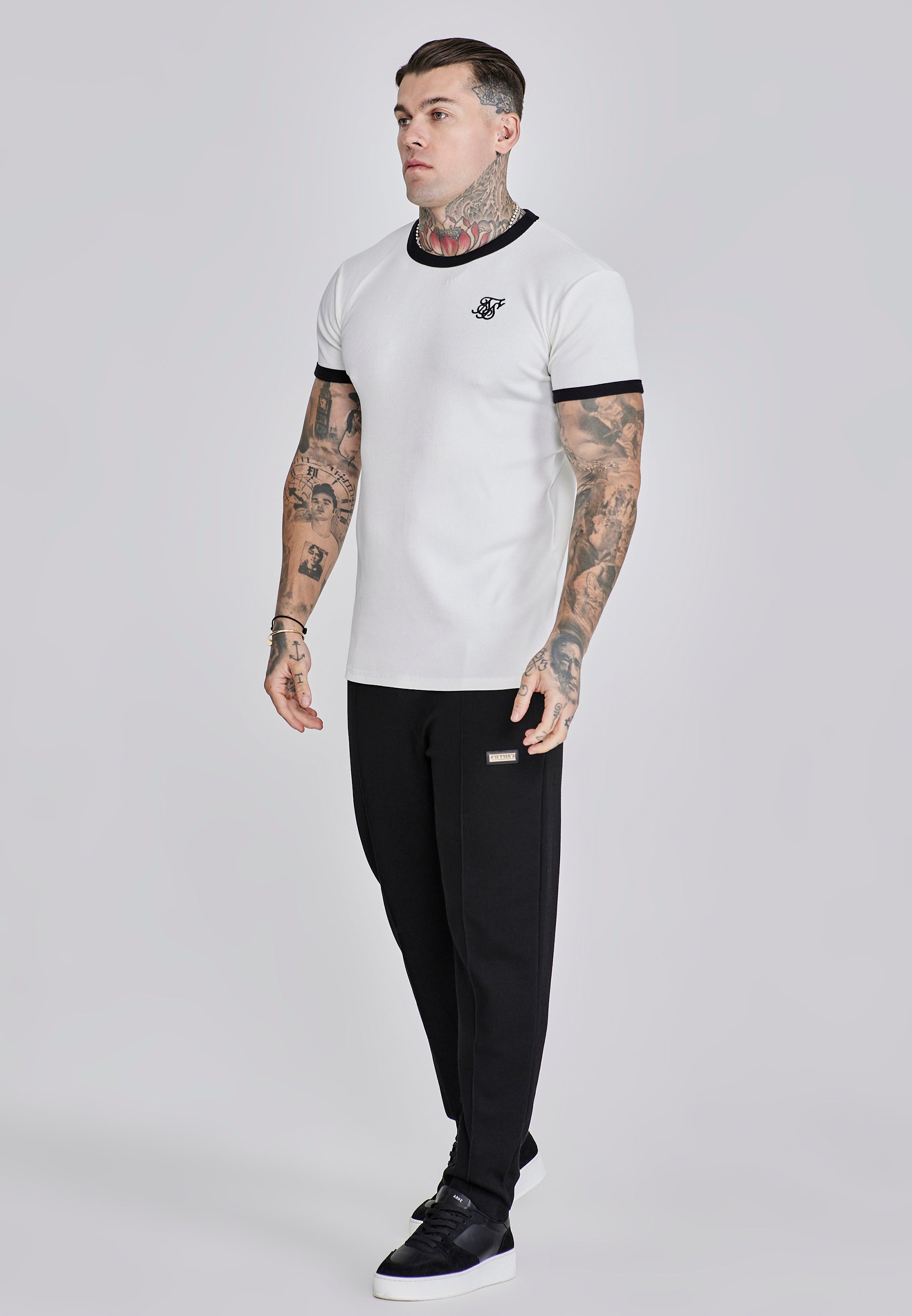 T-shirt Ribbed Ringer en écru T-shirts SikSilk