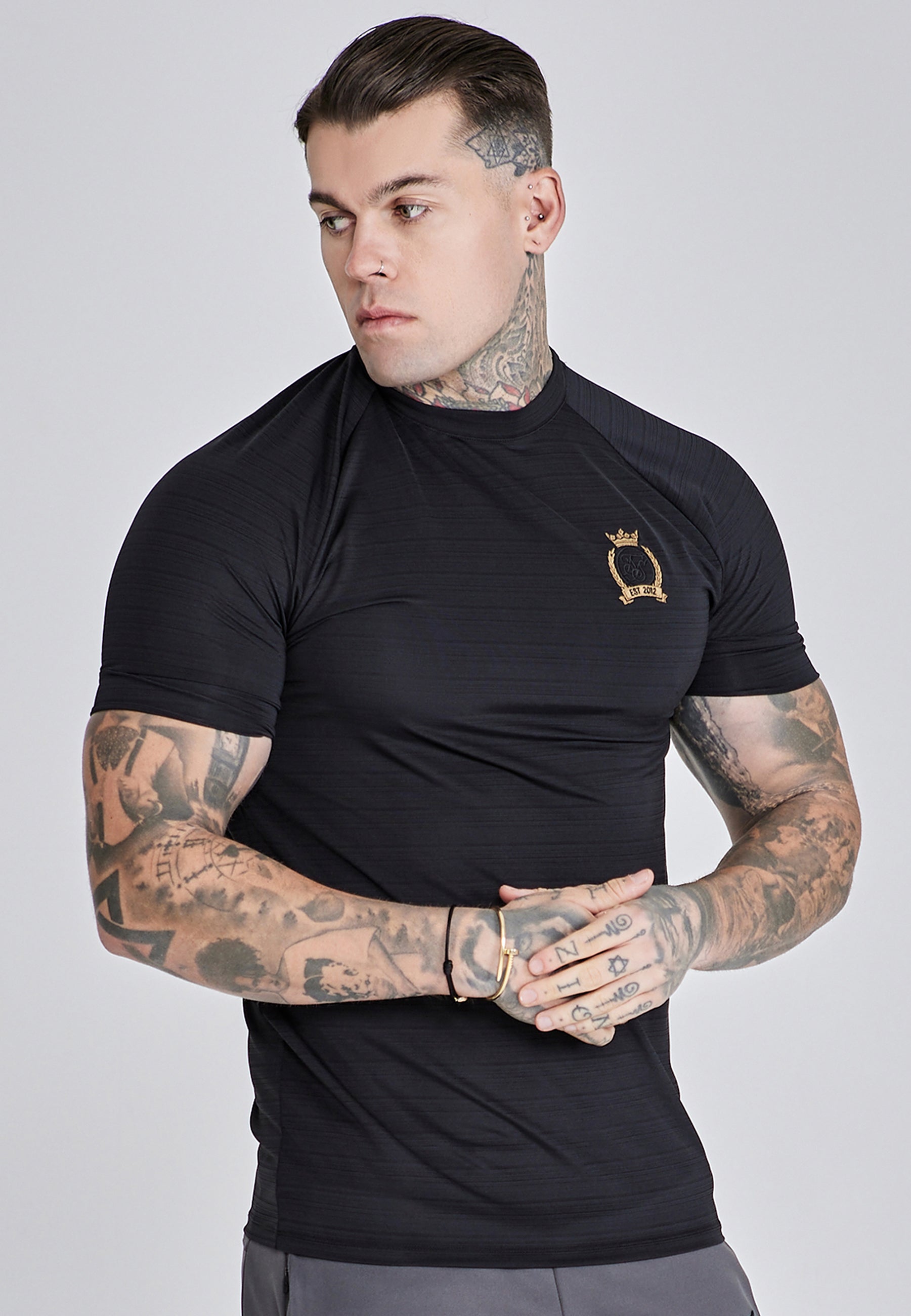 Crest Tech T-Shirt in Black T-shirts SikSilk