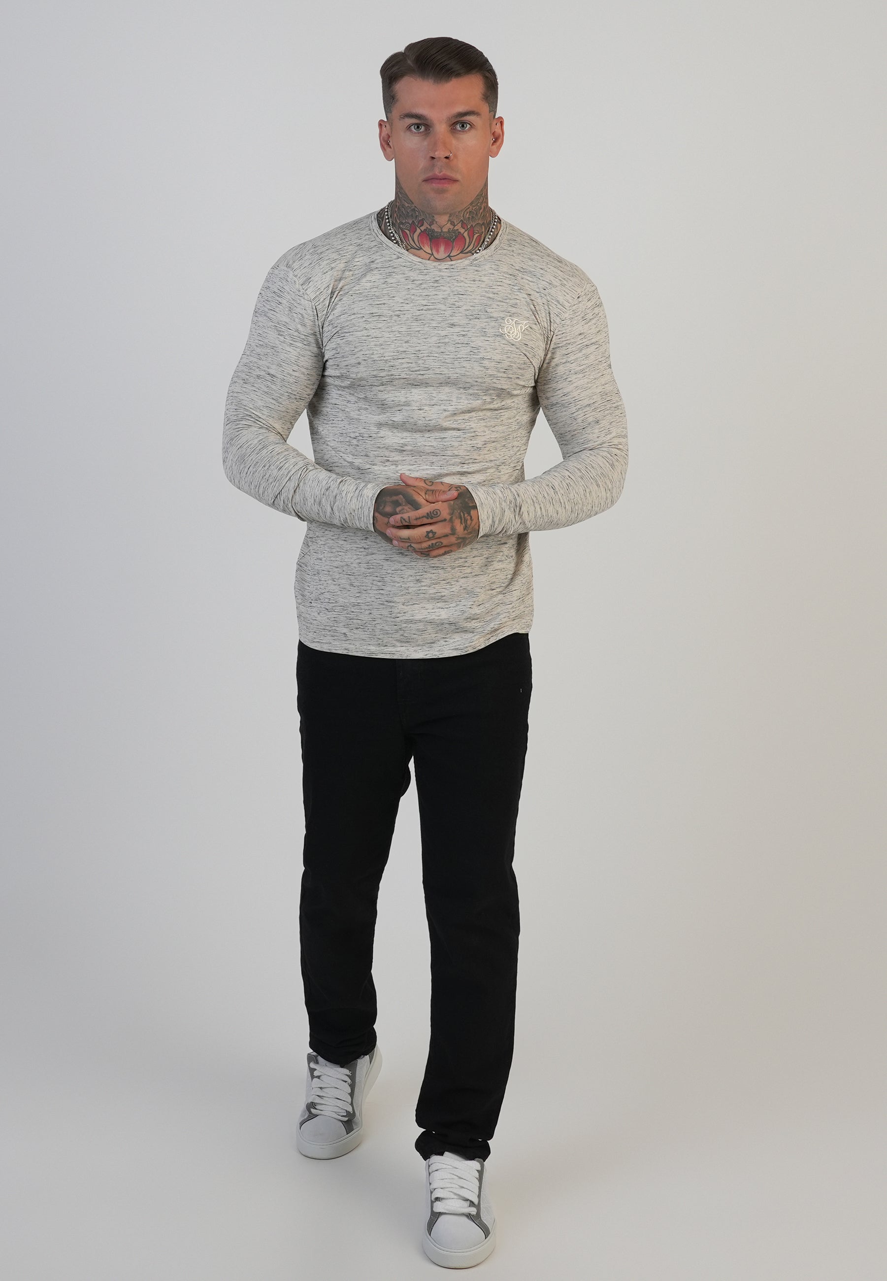 T-shirt Long Sleeve Marl en blanc T-shirts SikSilk