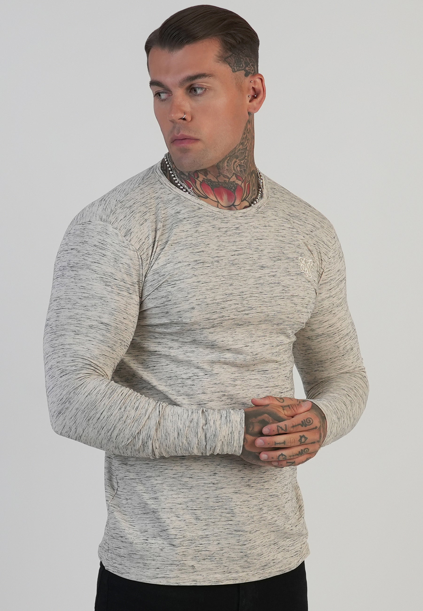 T-shirt Long Sleeve Marl en blanc T-shirts SikSilk