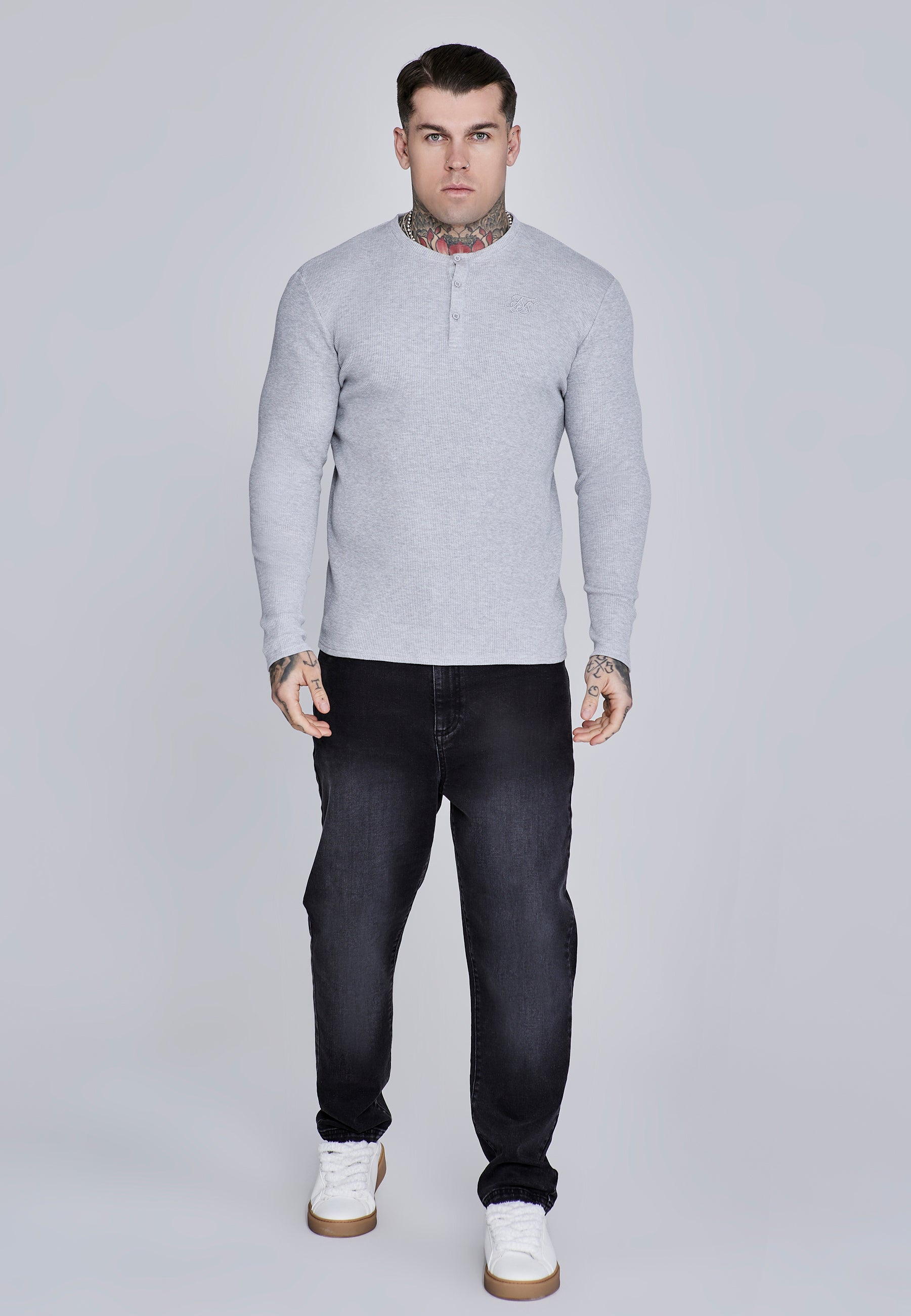T-shirt Henley in Grey Marl T-shirts SikSilk