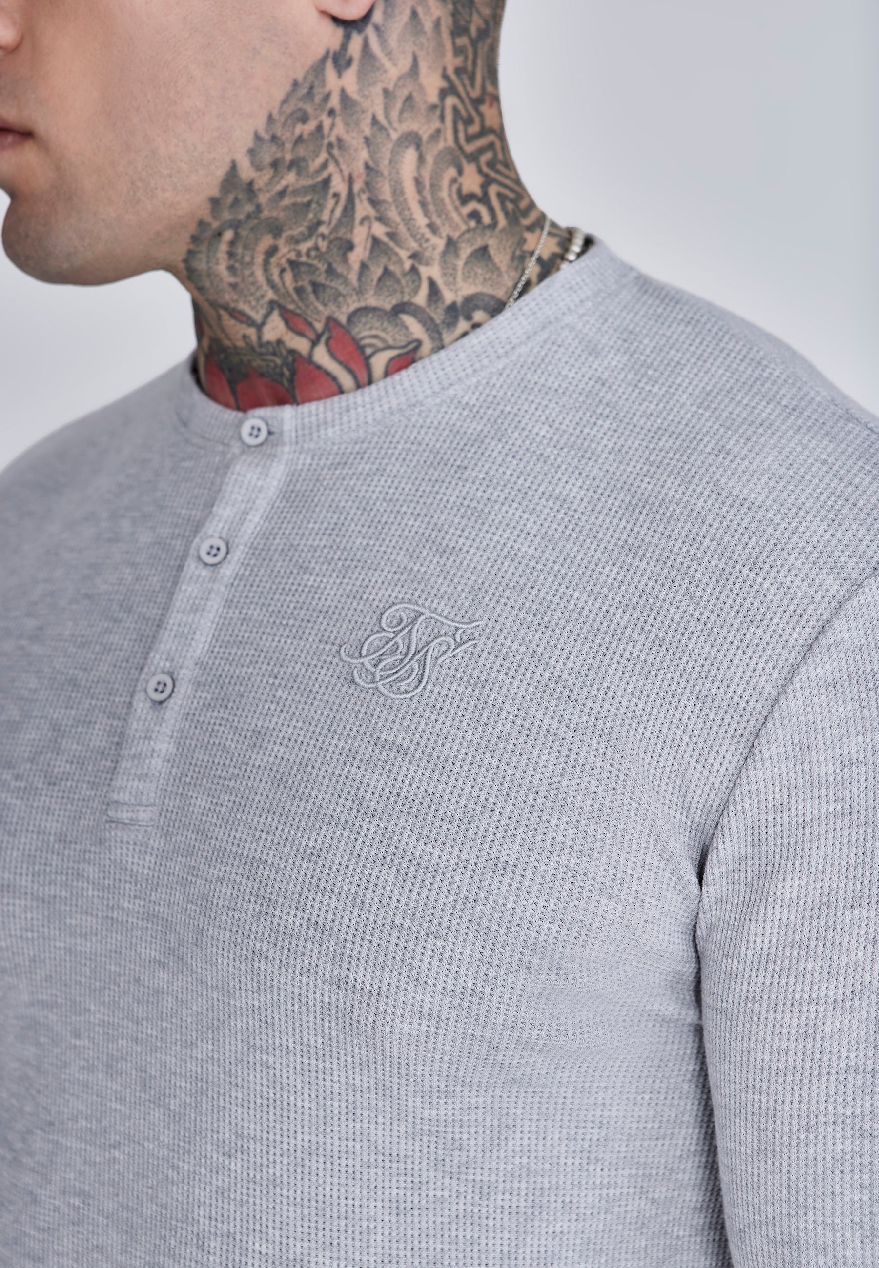 T-shirt Henley in Grey Marl T-shirts SikSilk