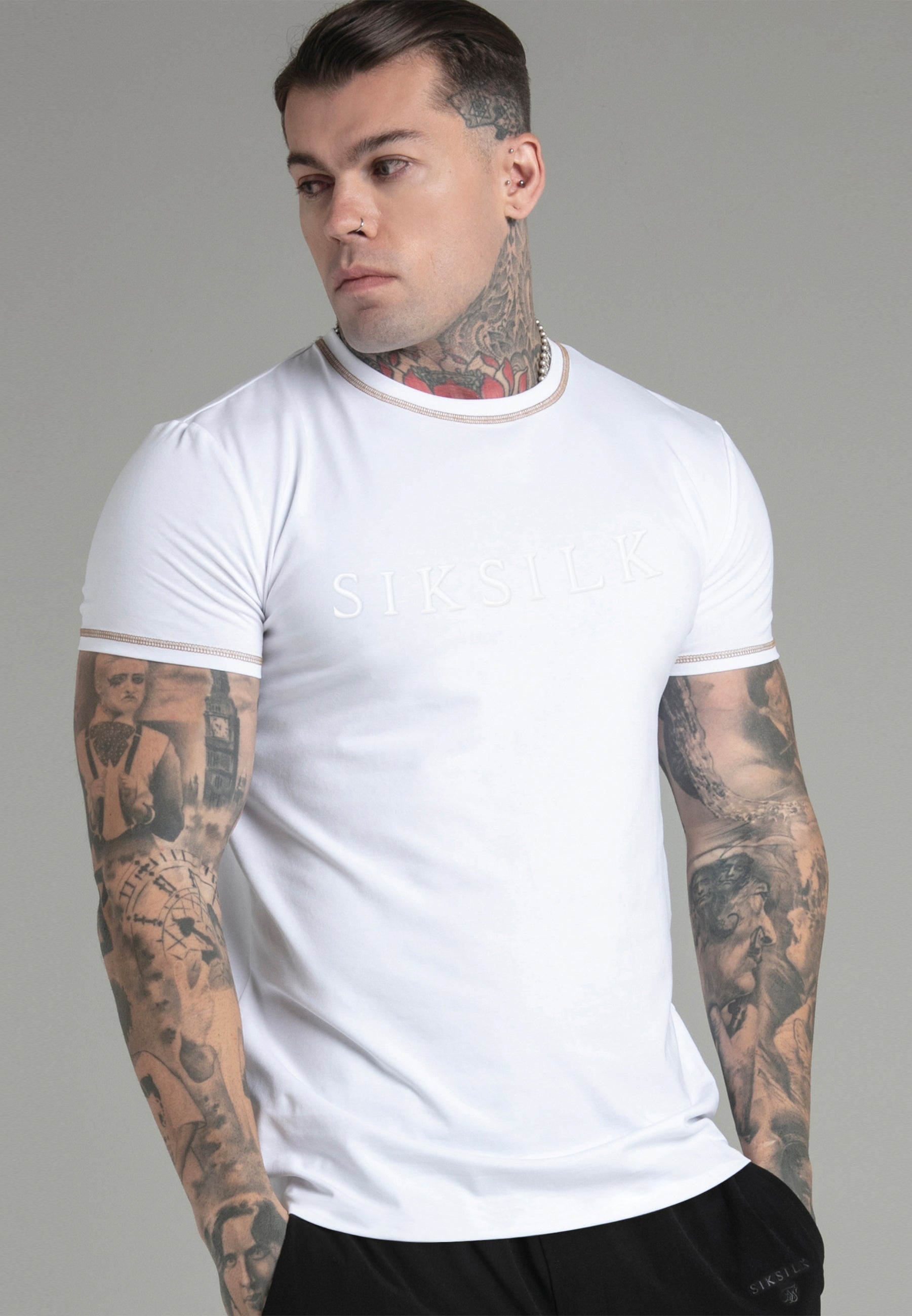 T-shirt Muscle Fit en blanc T-shirts SikSilk