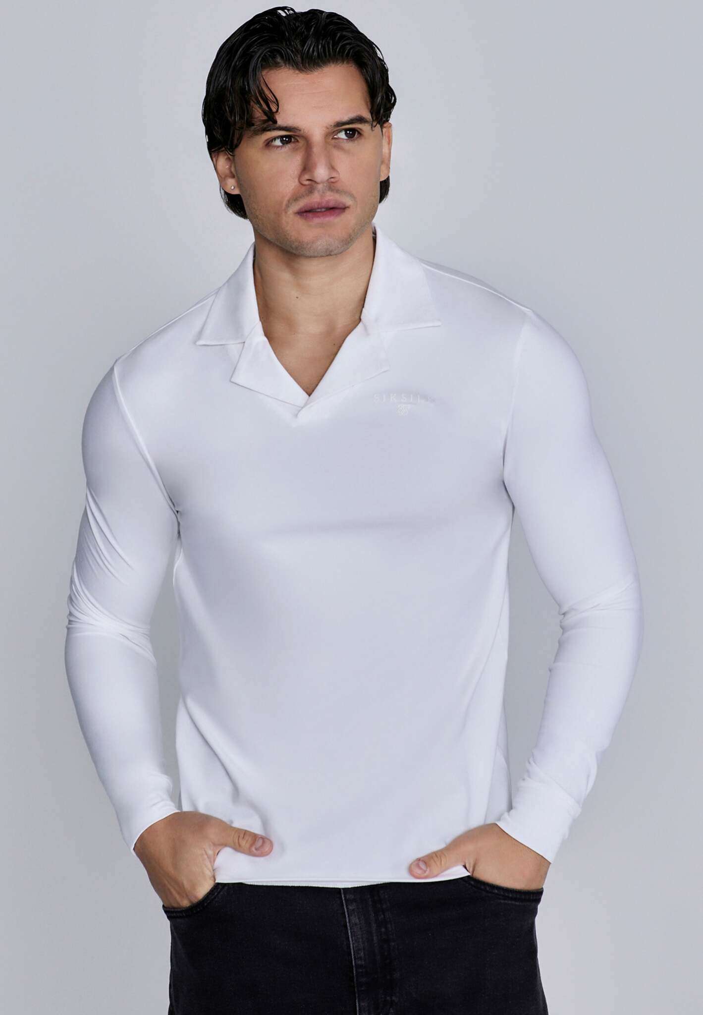 Polo à manches longues en blanc T-shirts SikSilk