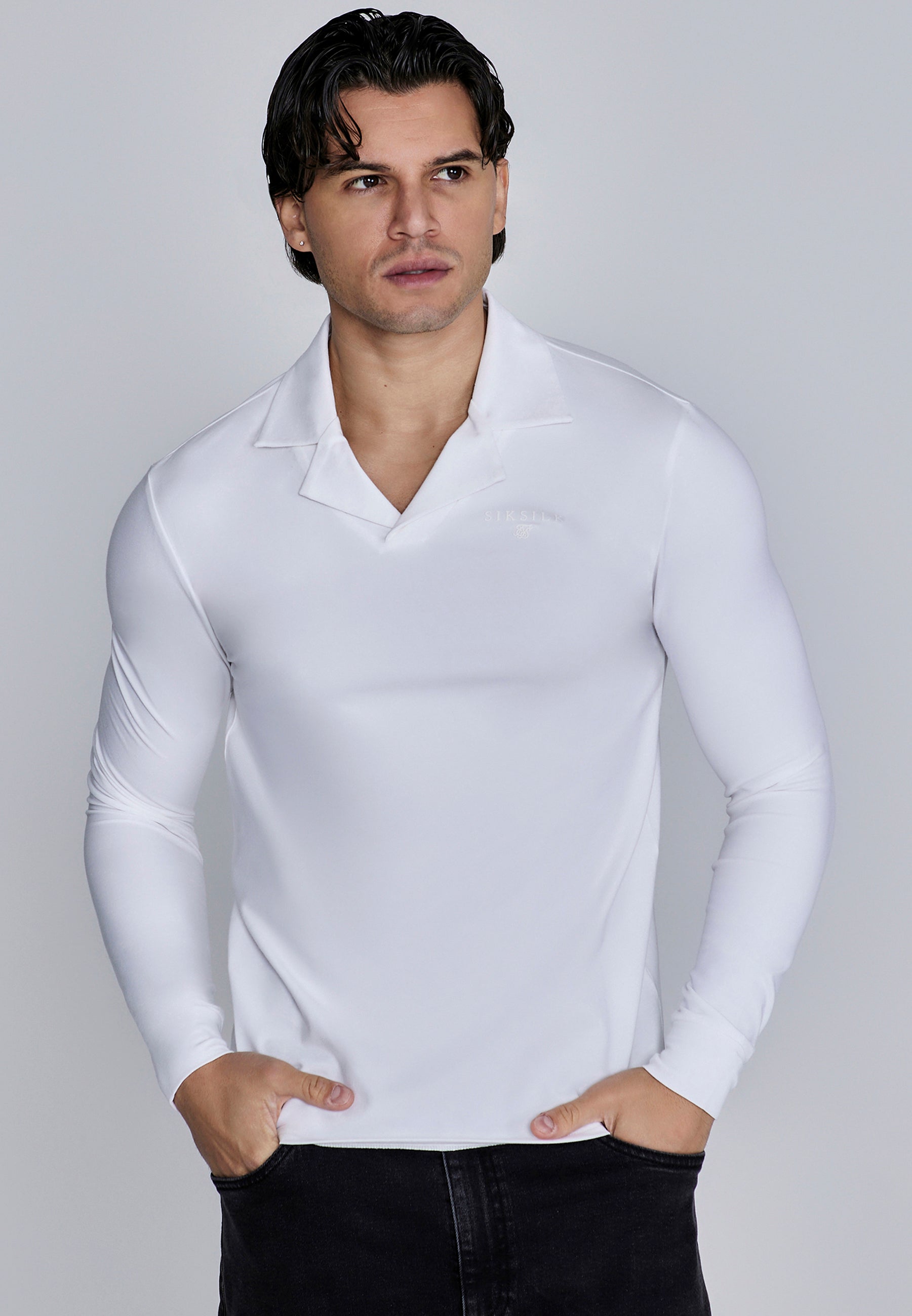 Polo à manches longues en blanc T-shirts SikSilk