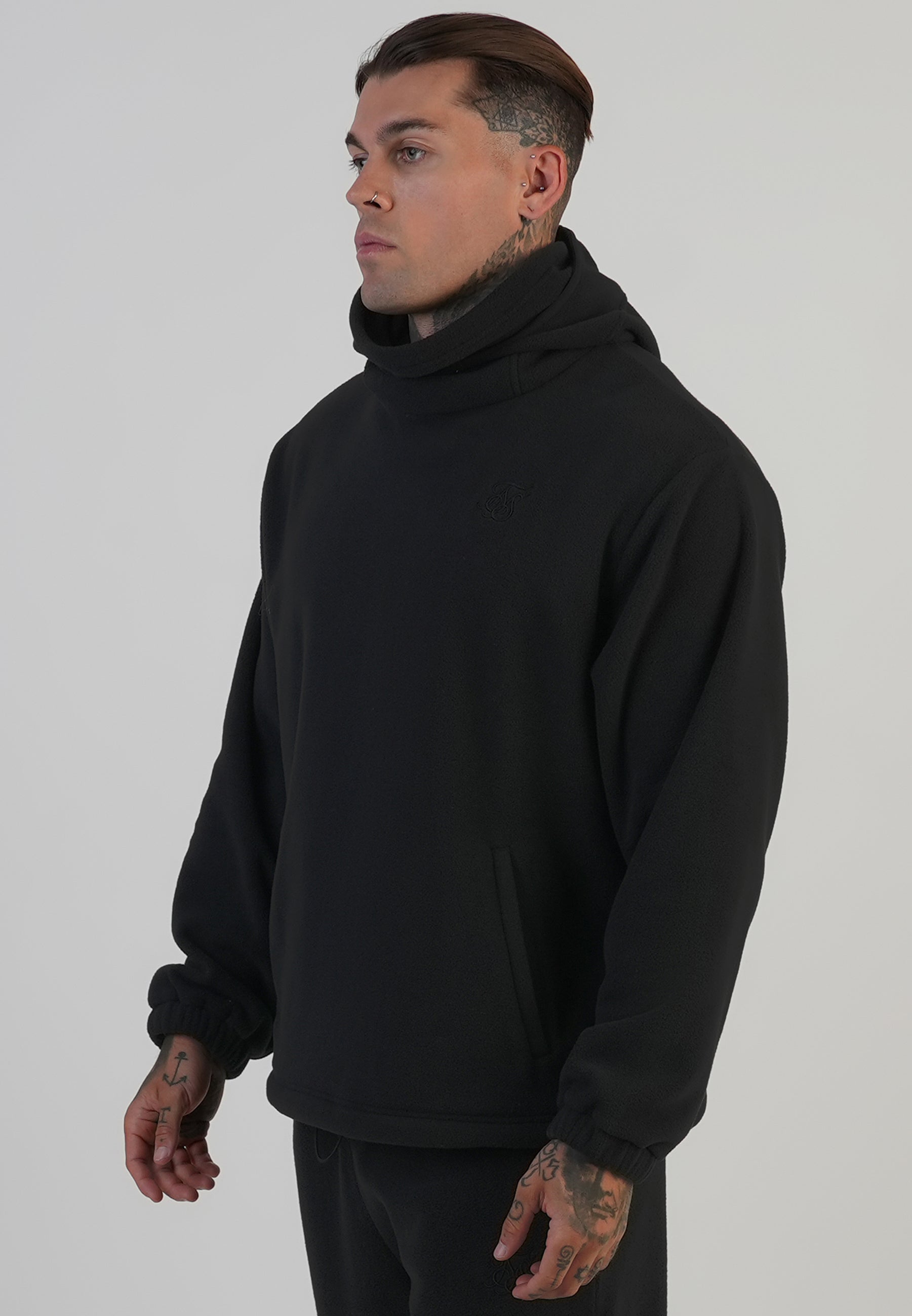 Polar Fleece Hoodie in Black Sweat à capuche SikSilk