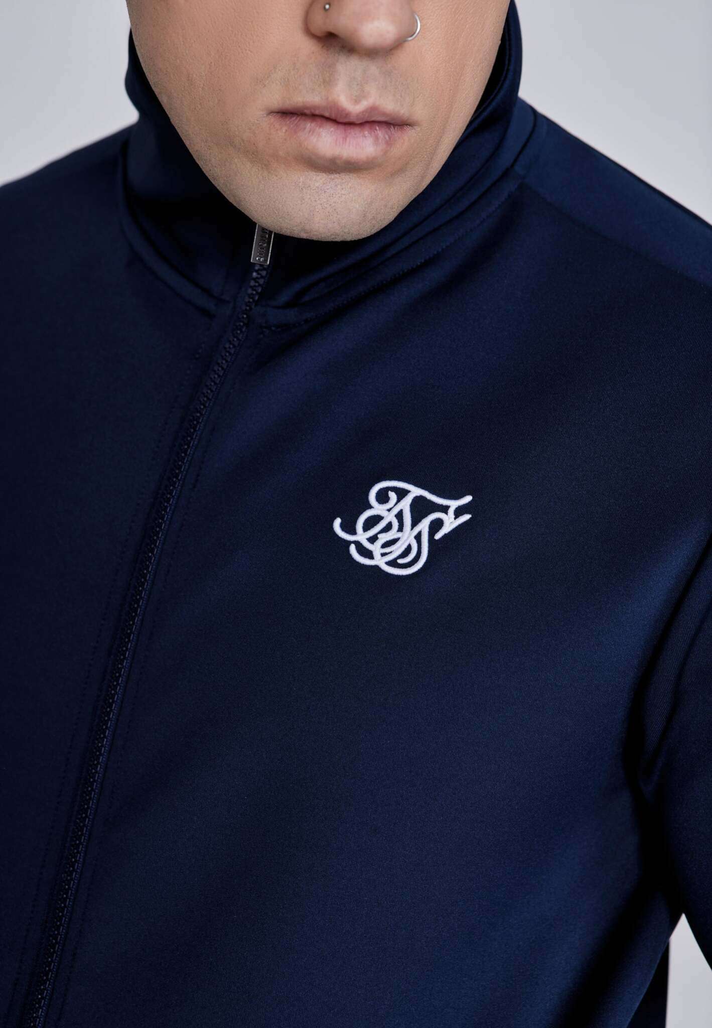 Essentials Poly Track Top in Navy Sweat-shirts SikSilk