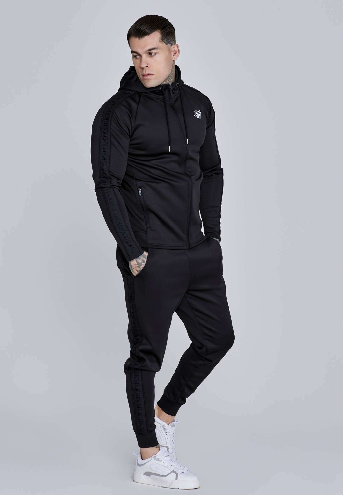 Hoodie And Joggers Set in Black Sets SikSilk
