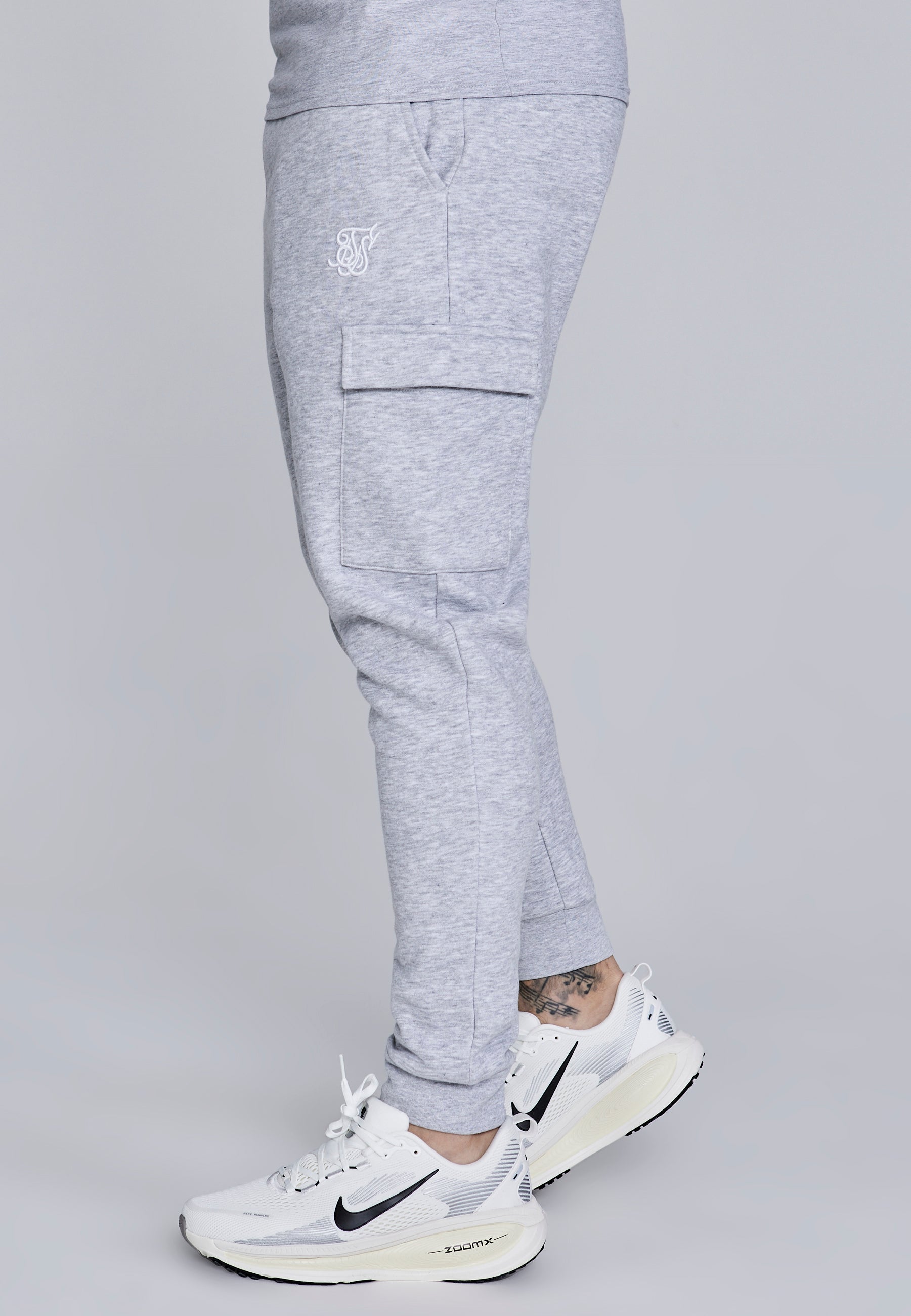Essentials Cargo Joggers in Grey Marl Pantalon SikSilk