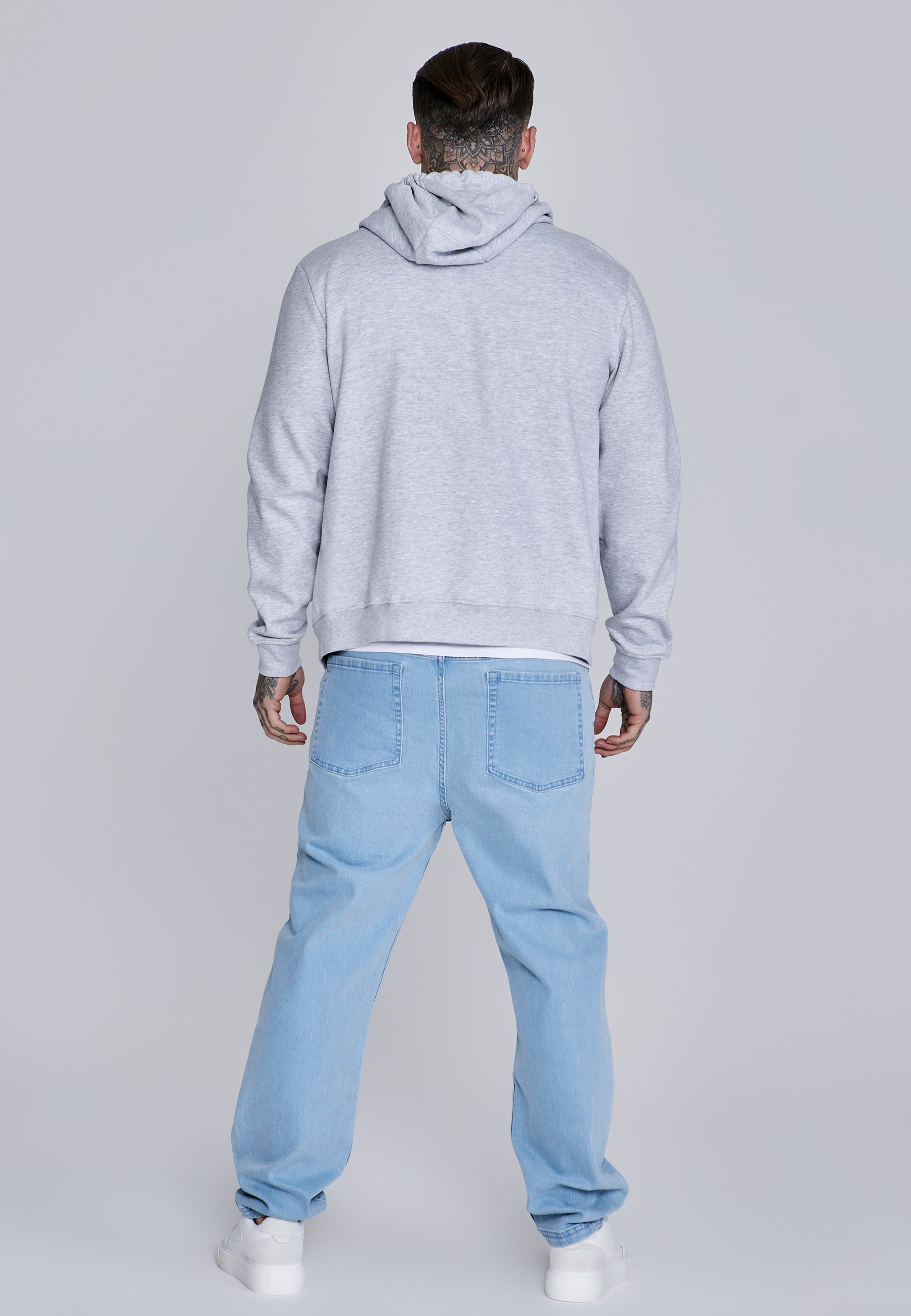 Essentials Full Zip Hoodie in Grey Marl Vestes à capuche SikSilk