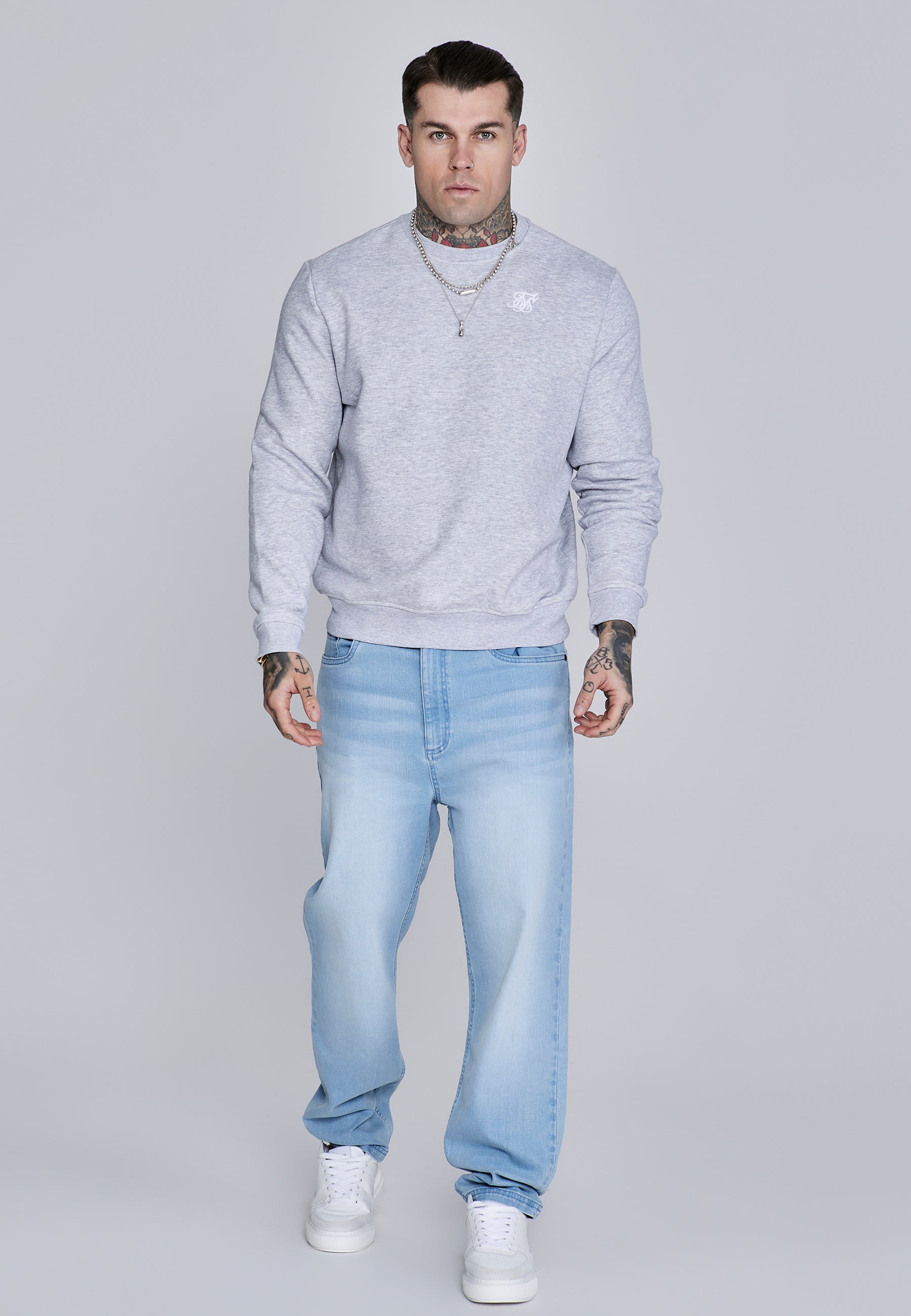 Sweat Essentials in Grey Marl Sweatshirts SikSilk
