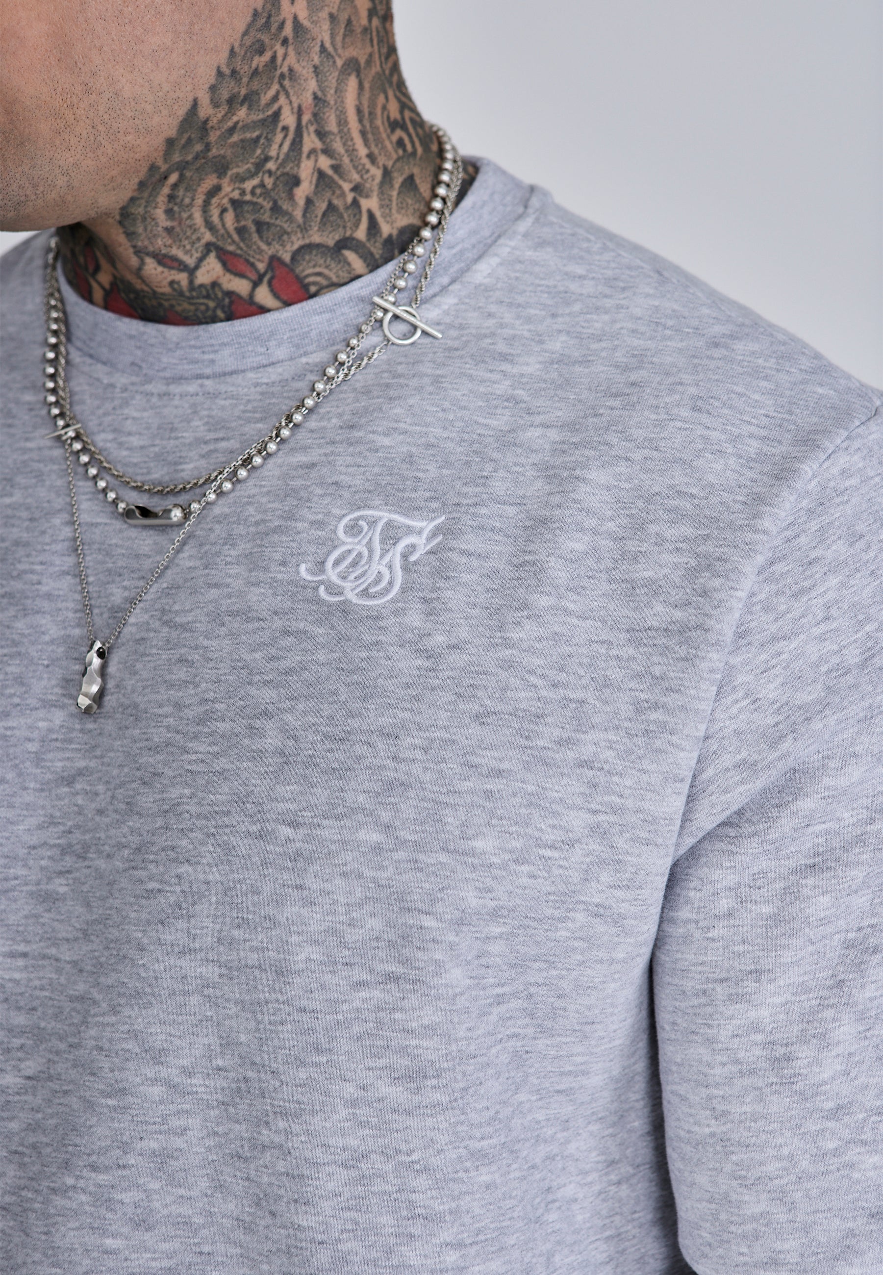 Sweat Essentials in Grey Marl Sweatshirts SikSilk