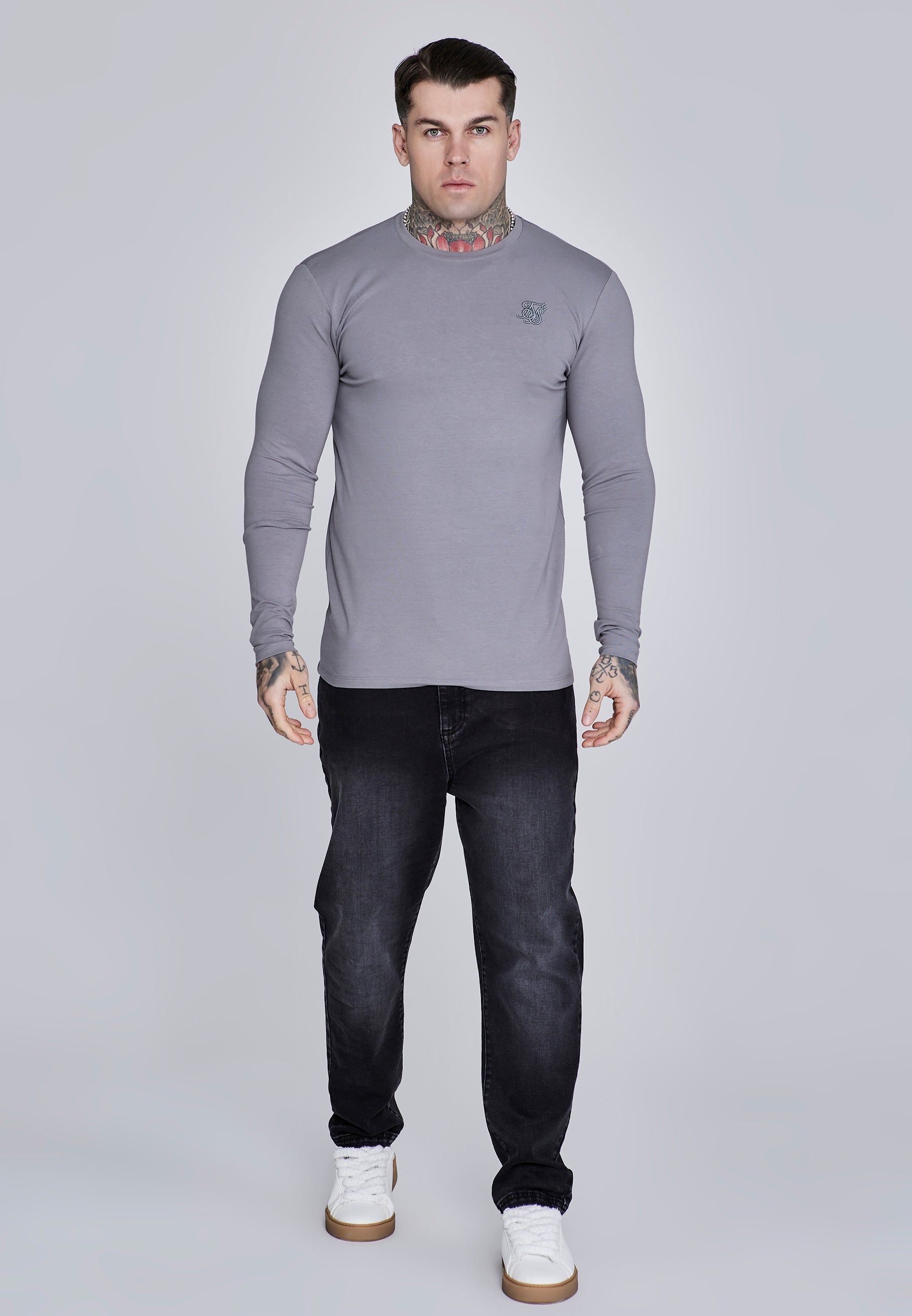 T-shirt à manches longues gris T-shirts SikSilk