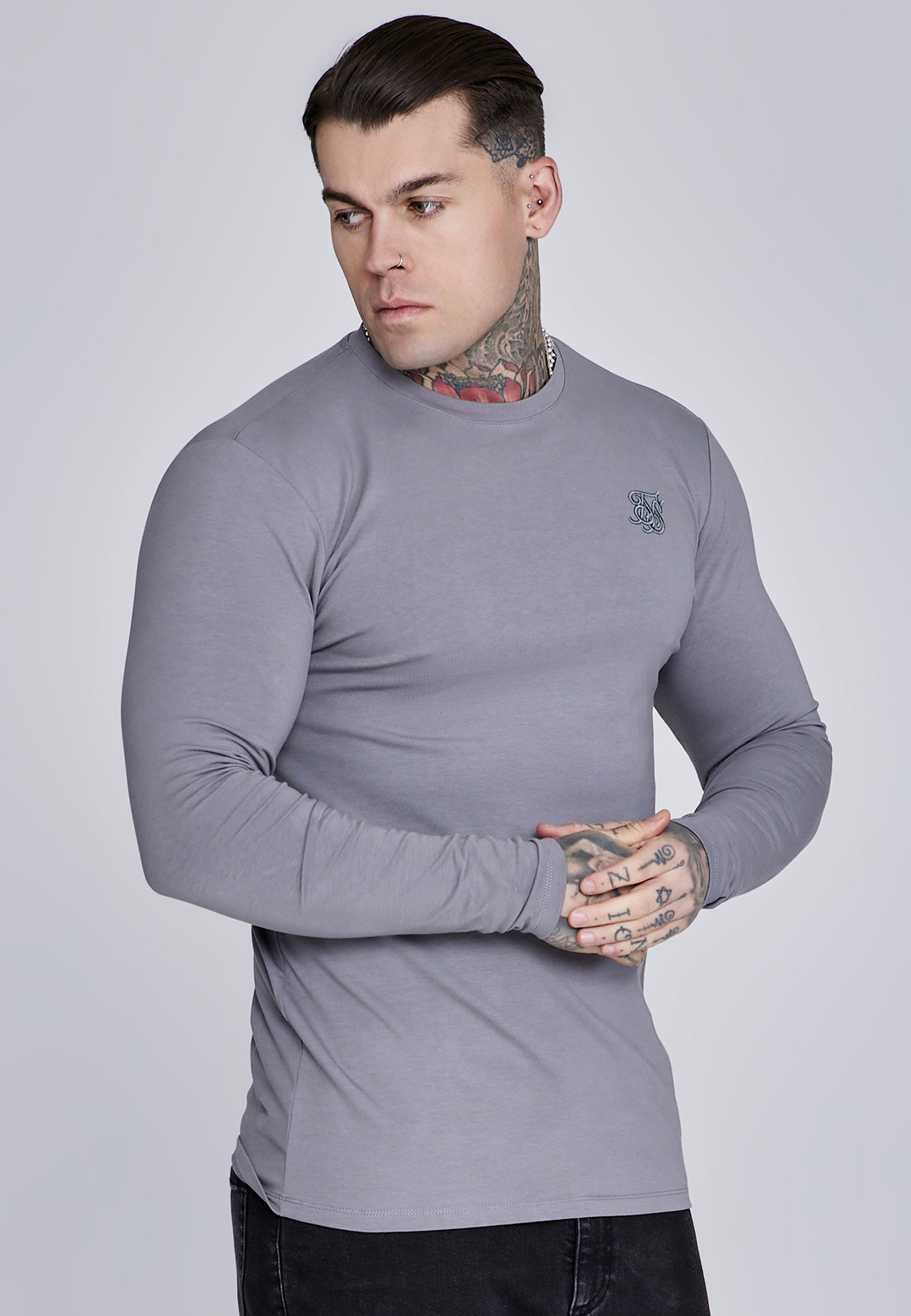 T-shirt à manches longues gris T-shirts SikSilk