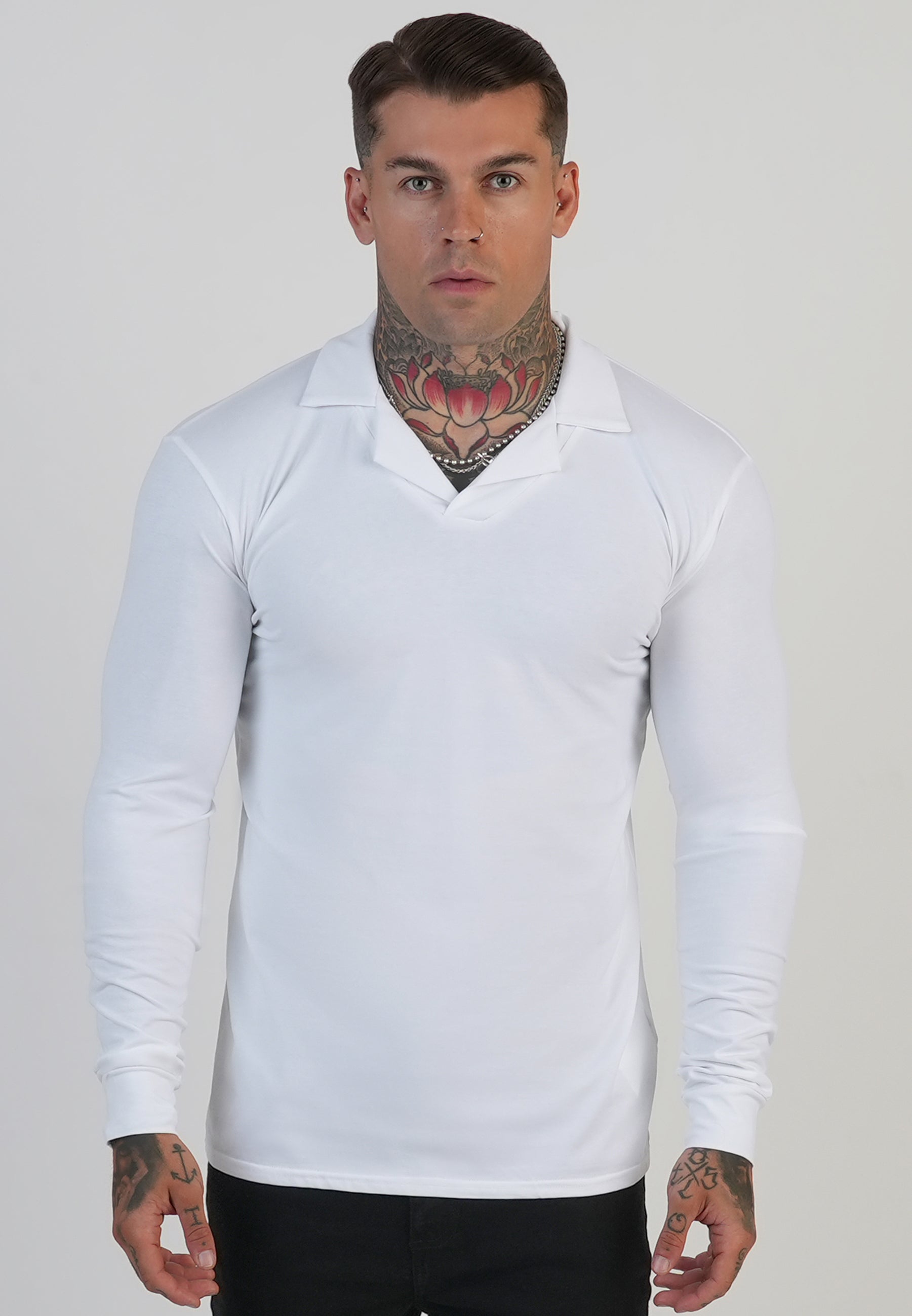 Polo Revere à manches longues en blanc T-shirts SikSilk