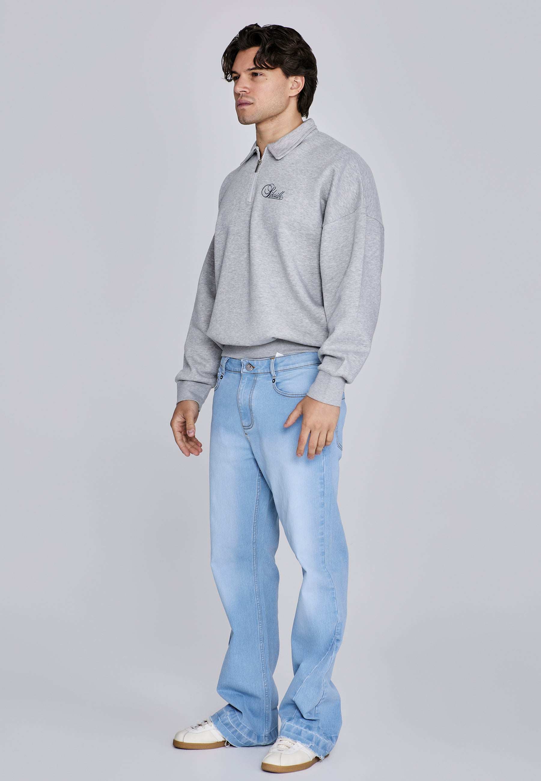 Essentials Polo Sweater in Gris Marl Sweatshirts SikSilk