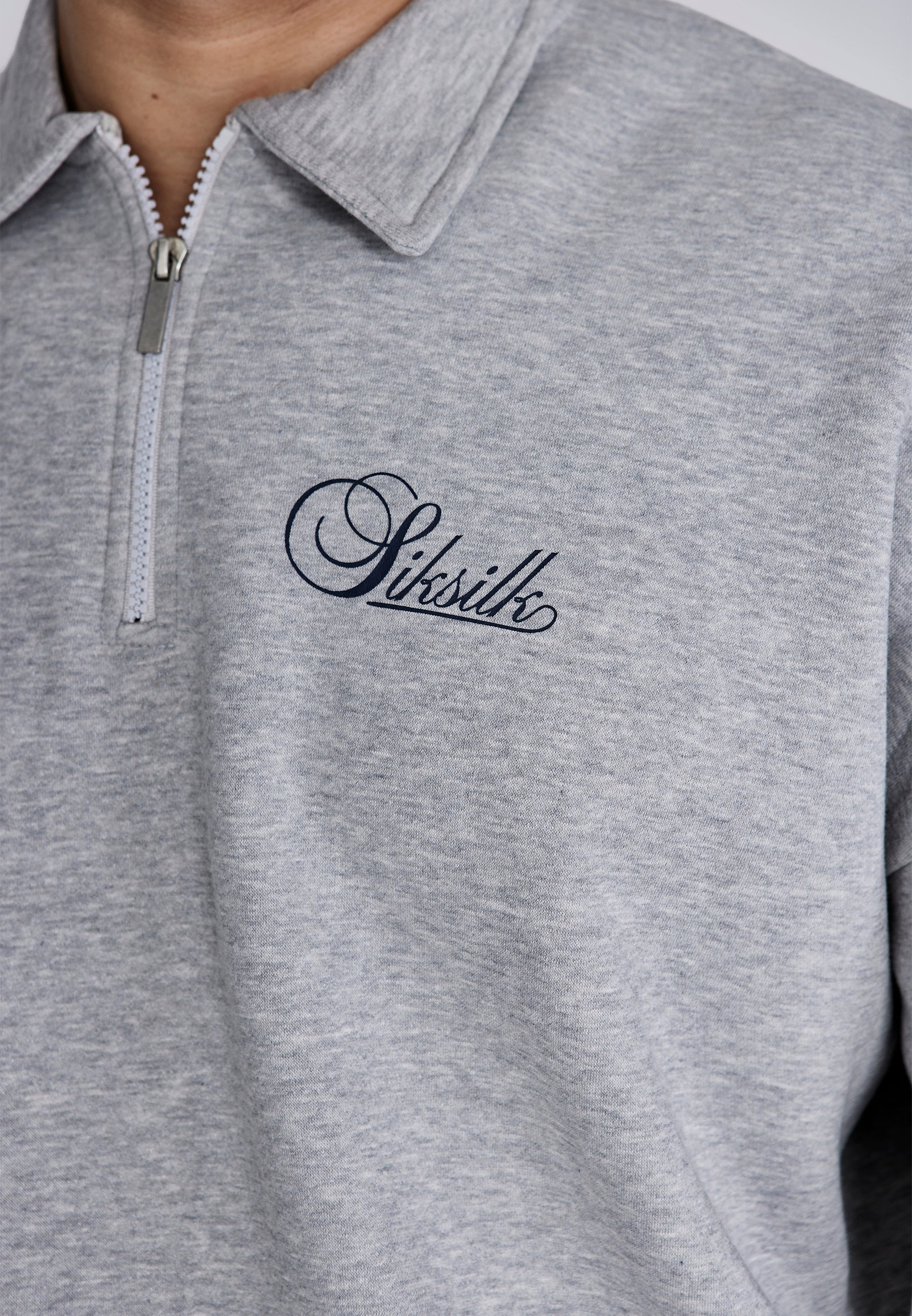 Essentials Polo Sweater in Gris Marl Sweatshirts SikSilk
