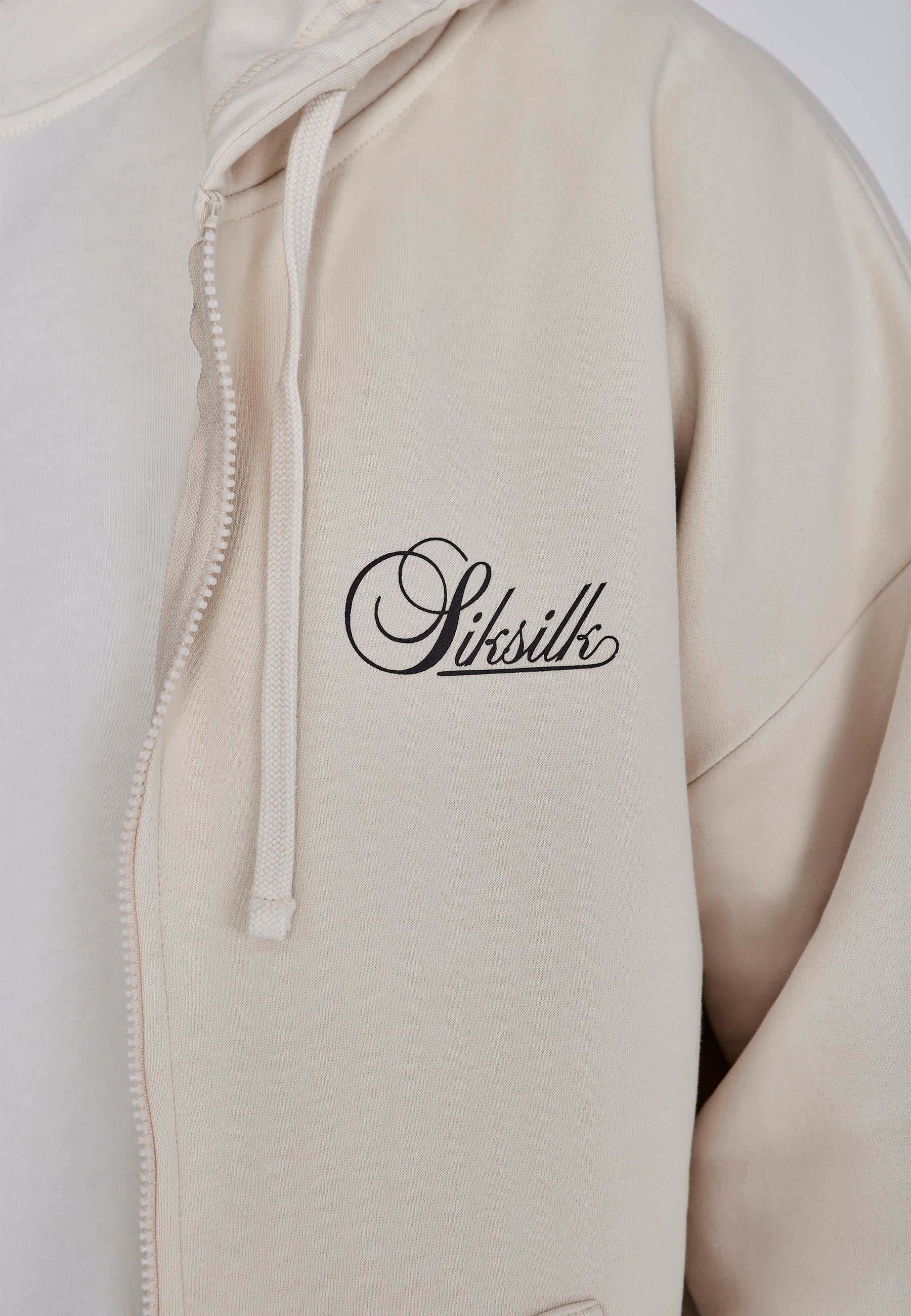 Essentials Full Zip Hoodie in Ecru Sweat-shirts SikSilk