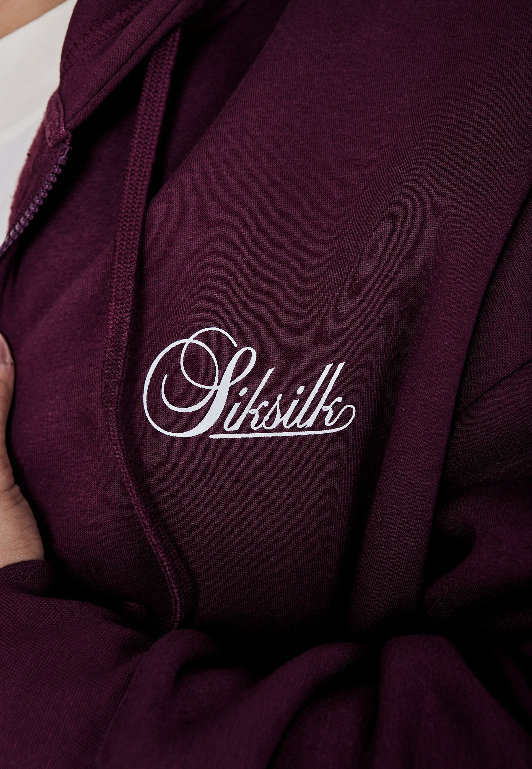 Essentials Full Zip Hoodie in Bourgogne Sweat-shirts SikSilk