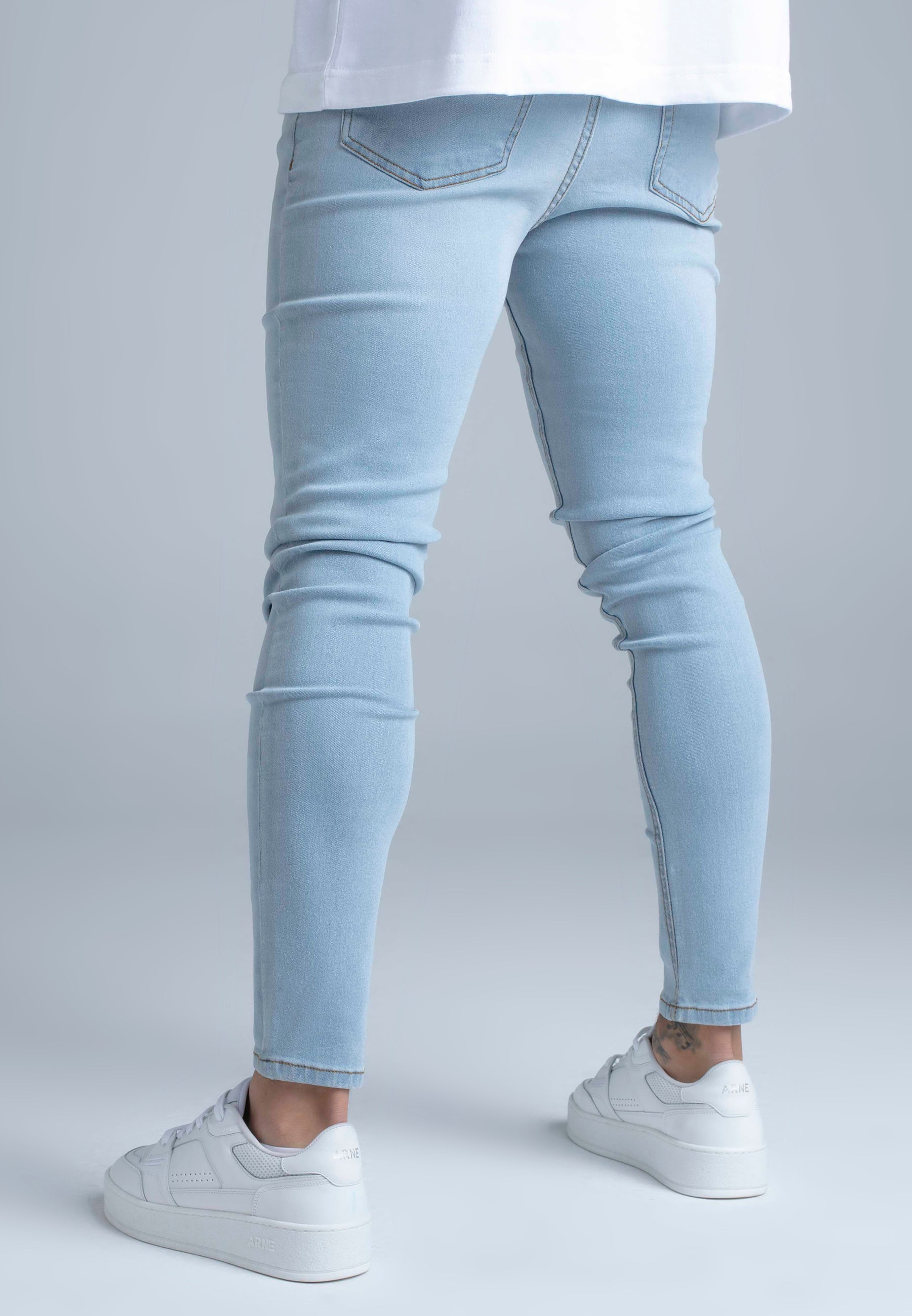 Jean skinny bleu clair délavé