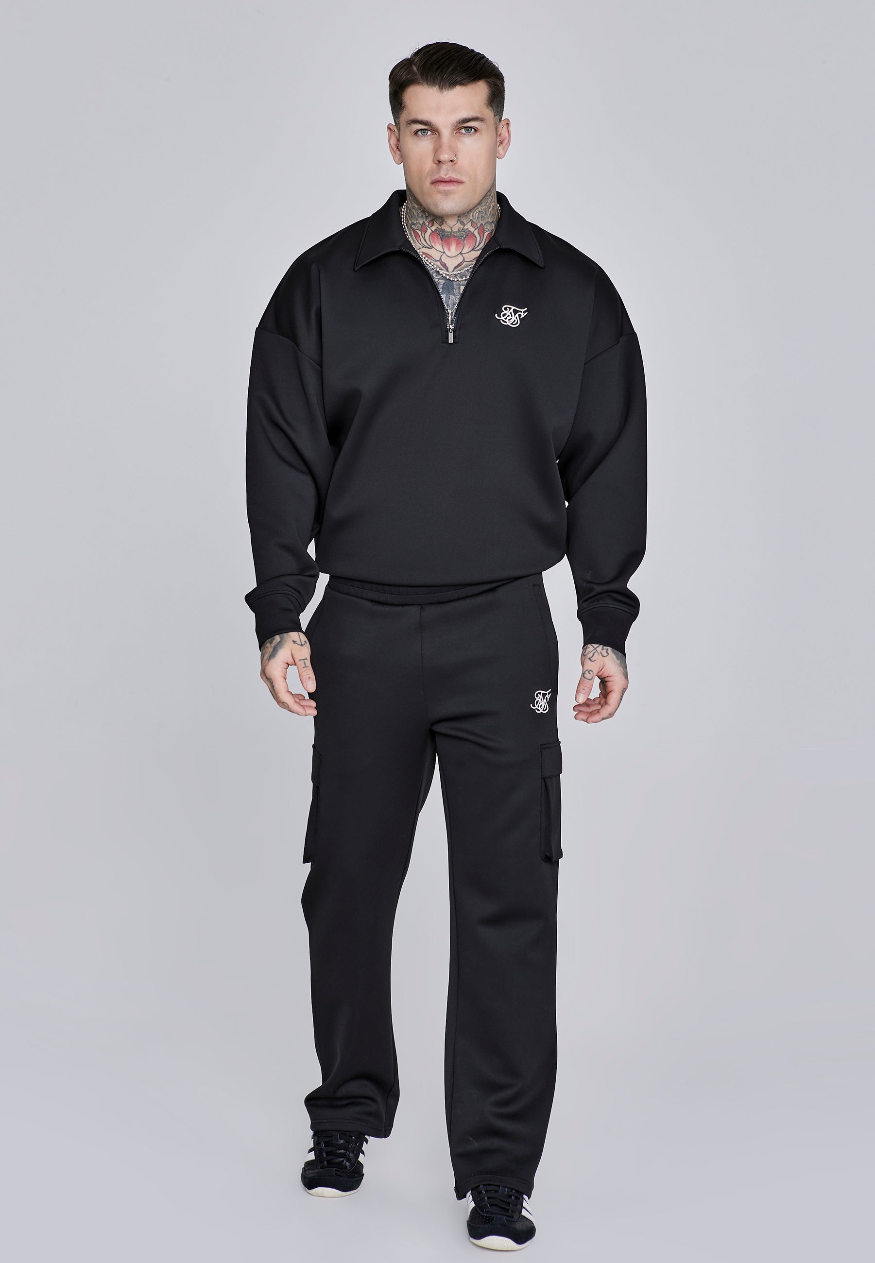 Essentials Zip Sweater in Black Sweatshirts SikSilk