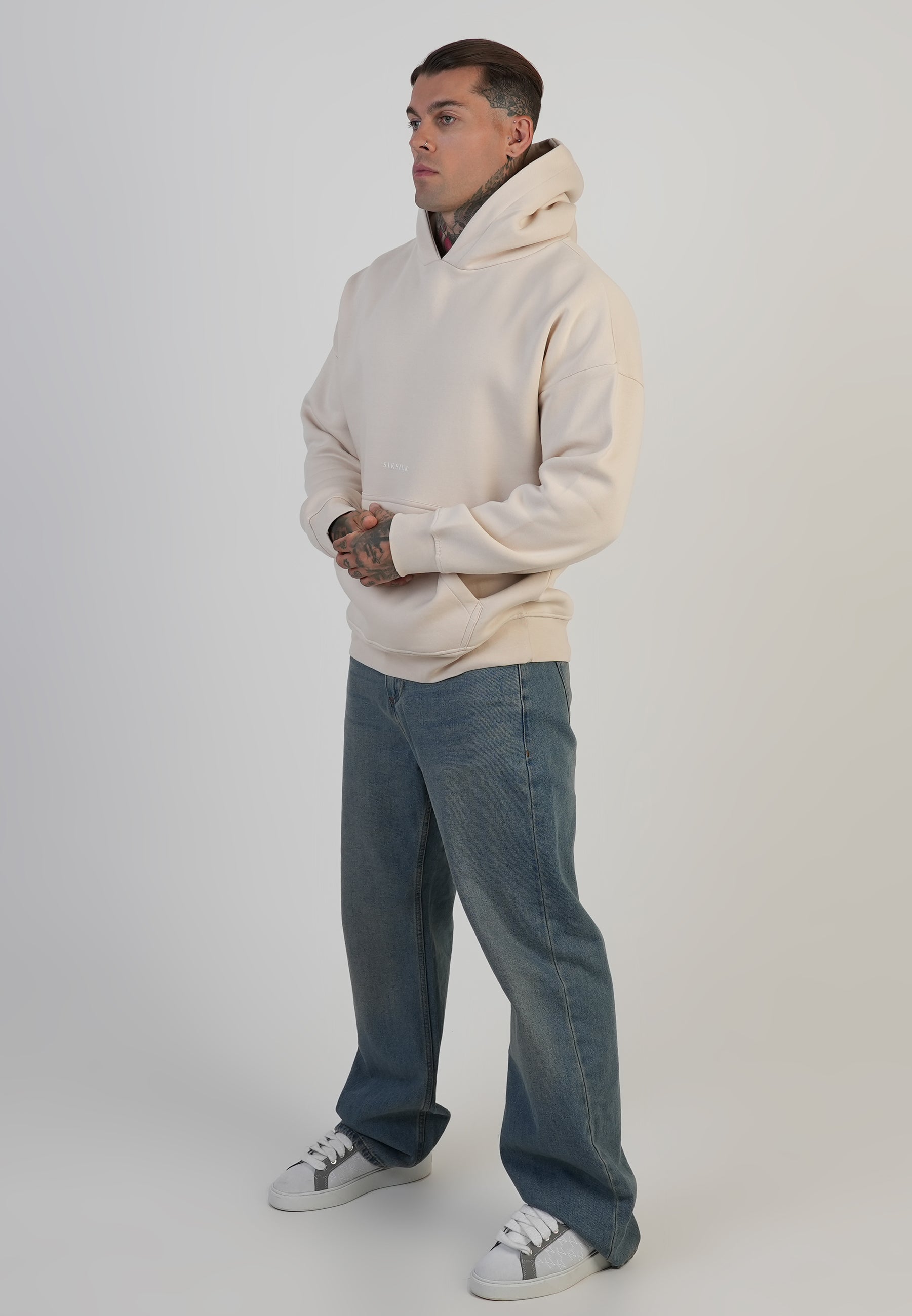 Sweat à capuche graphique écru SikSilk