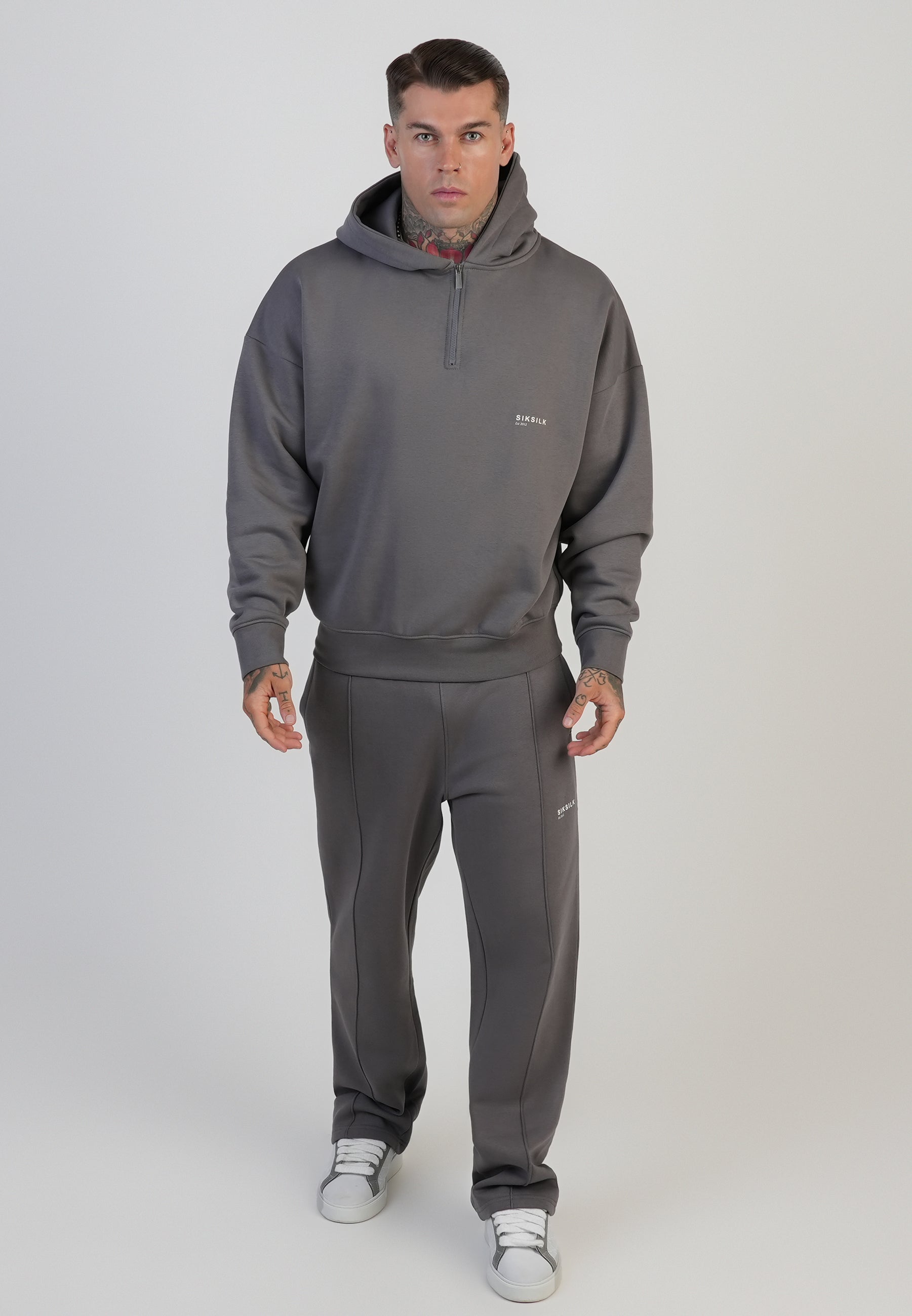 Sweat à capuche graphique gris SikSilk