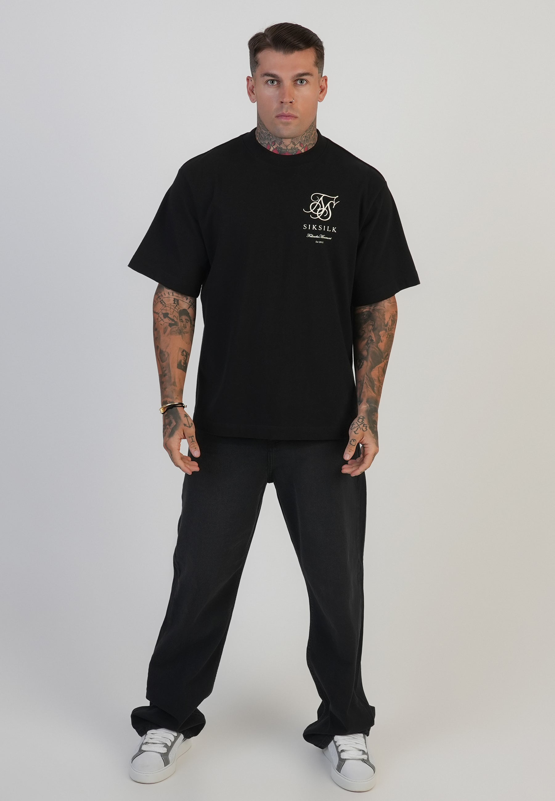 T-shirt à logo en T-shirts noirs SikSilk