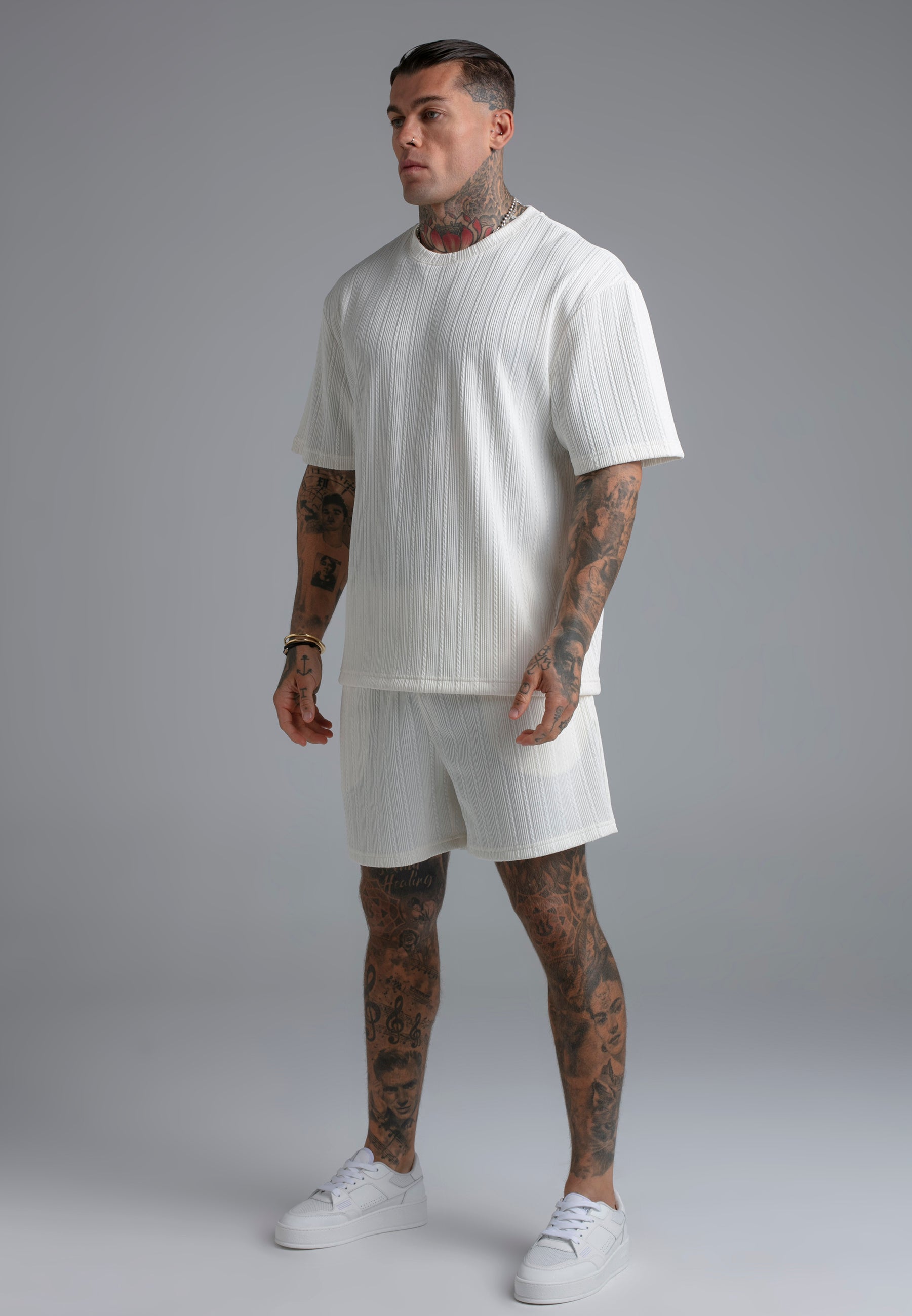 T-shirt texturé écru