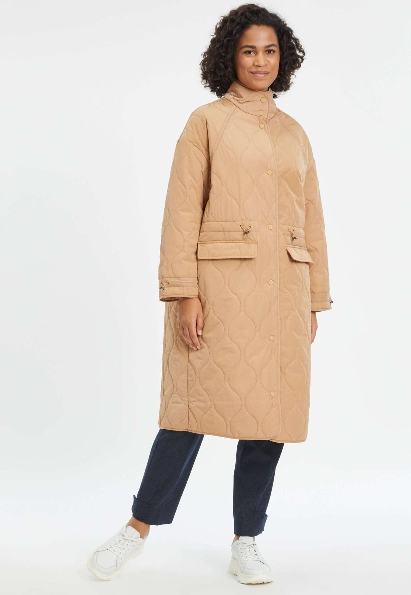 Baicoi Quilted Coat in Iced Coffee Vestes Tamaris   