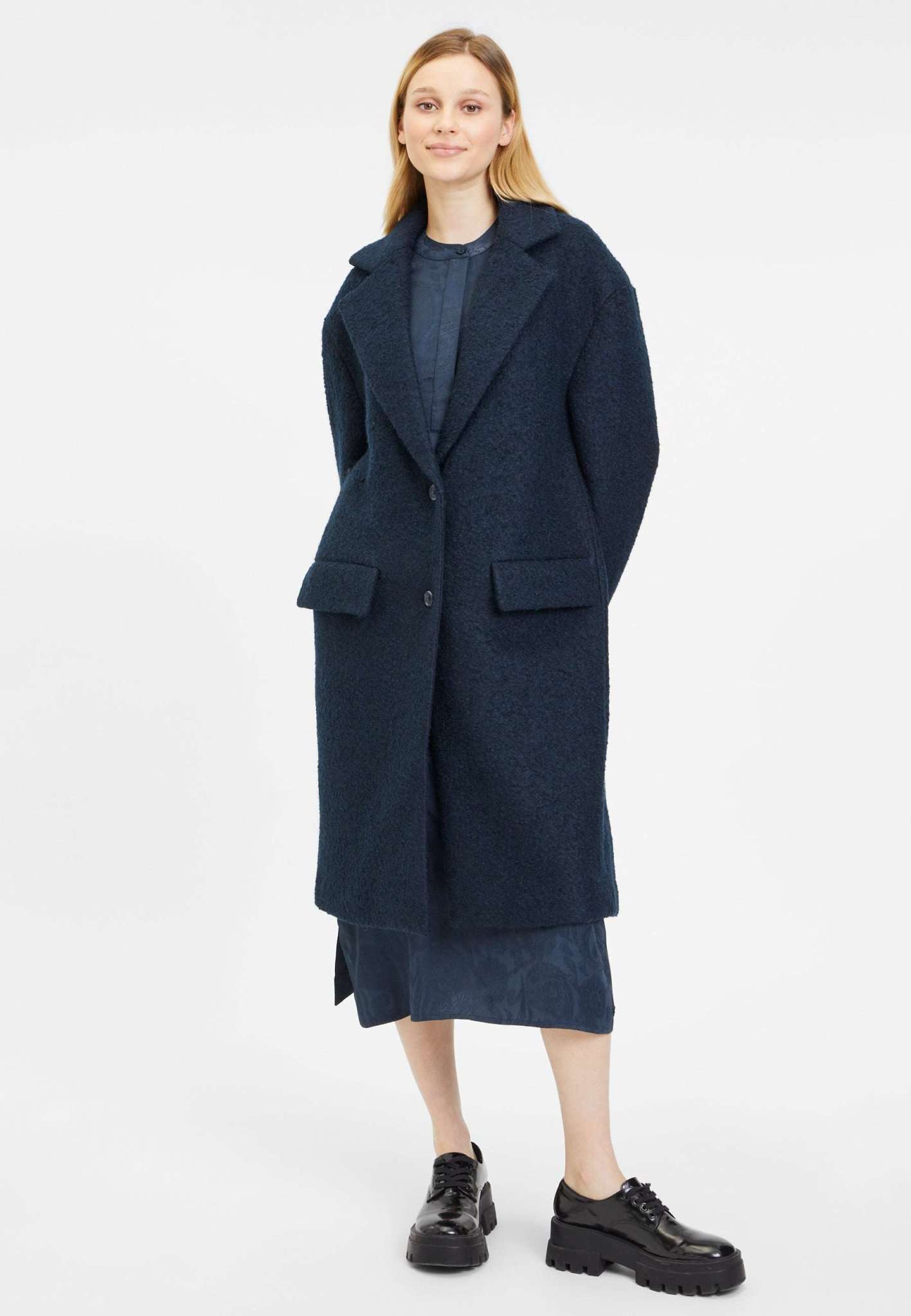 Bale Bouclé Coat dans Blueberry Vestes Tamaris   