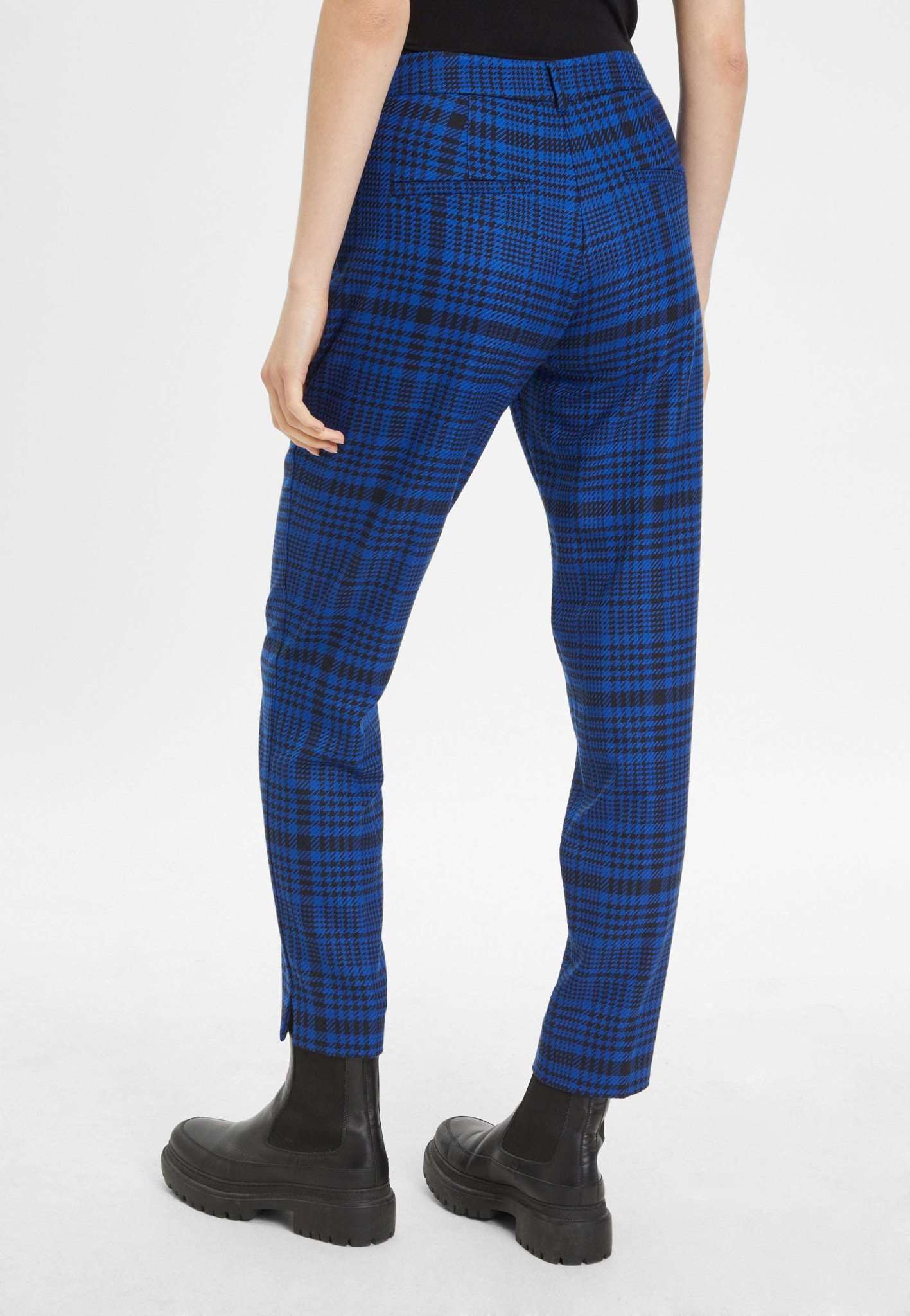 Ariana Check Cigarette Pants in Blueberry Houndstooth Check Pantalon Tamaris   