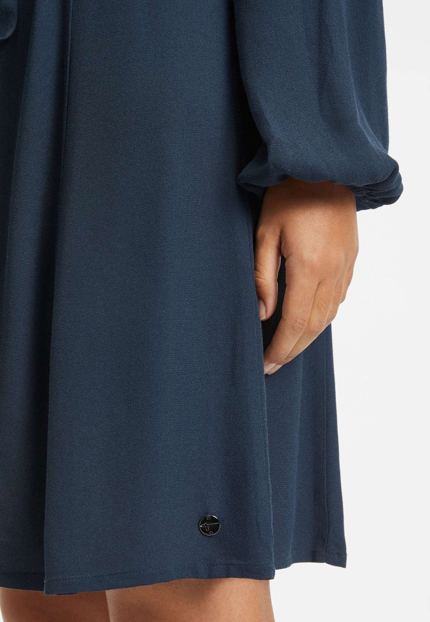 Bona High Neck Ruffle Dress in Blueberry Robes Tamaris   