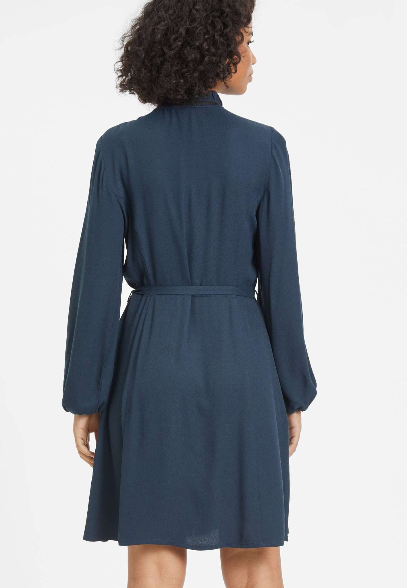 Bona High Neck Ruffle Dress in Blueberry Robes Tamaris   