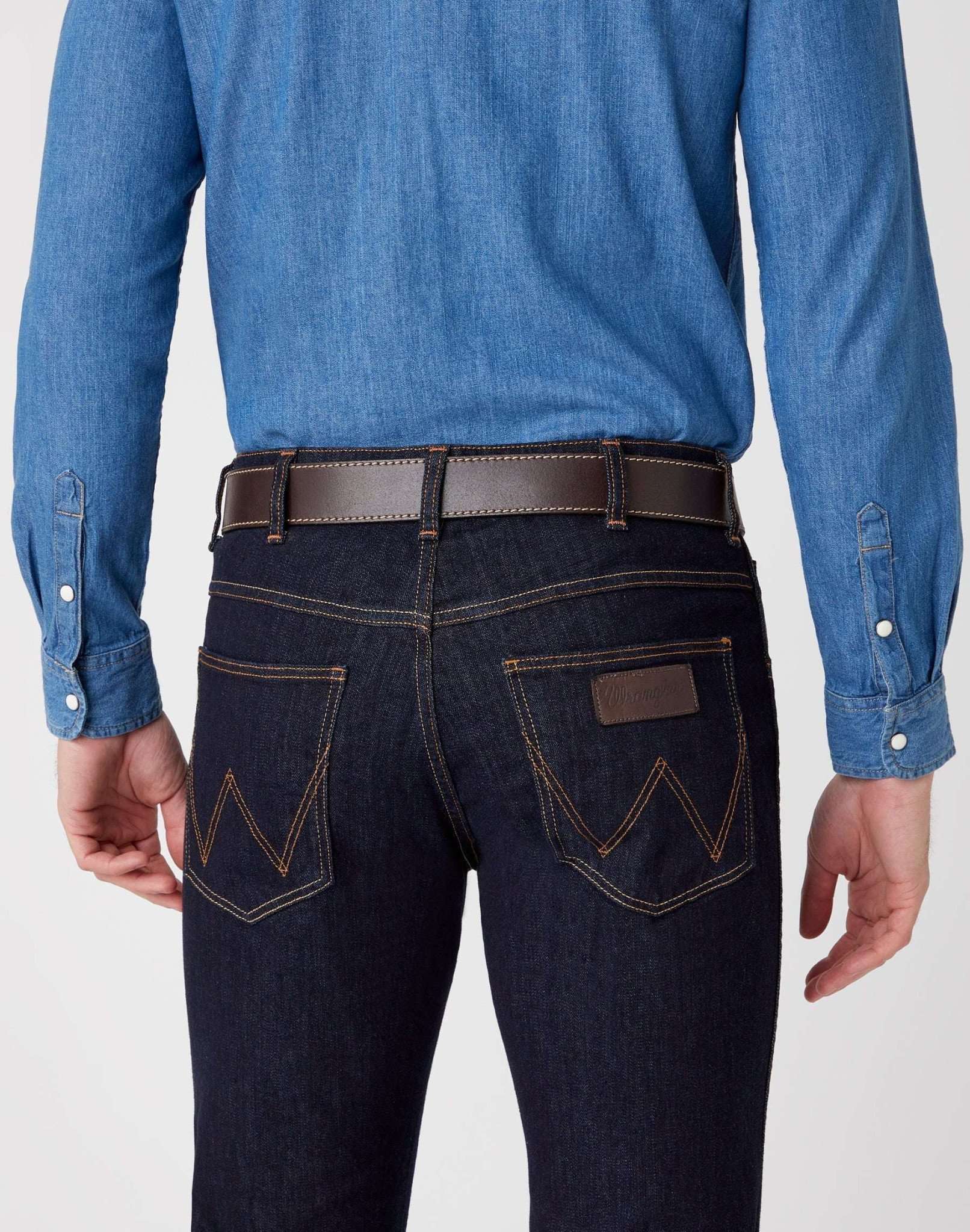 Stitched Belt in Brown Ceinture Wrangler   