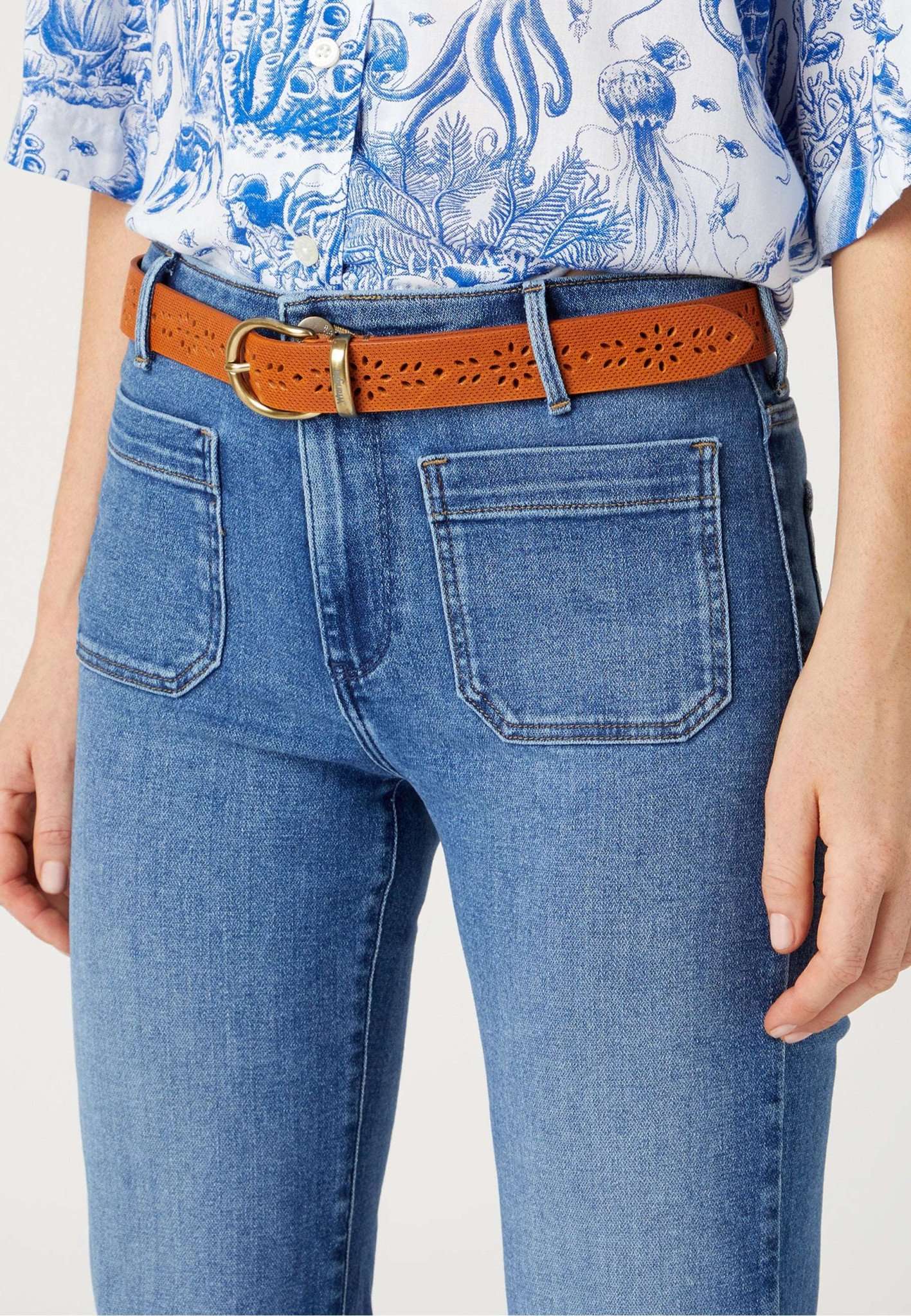 Flower Belt in Cognac Ceinture Wrangler   