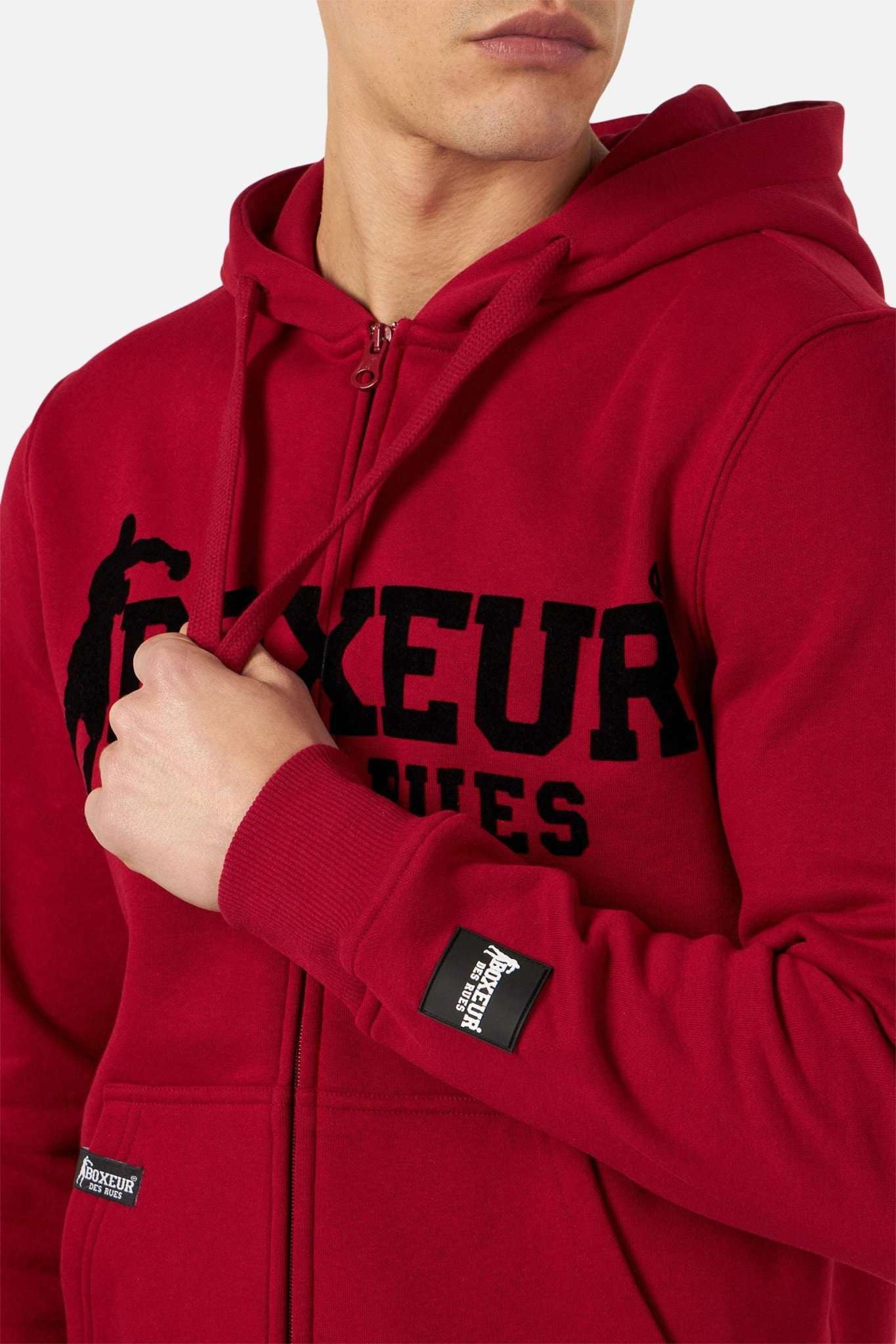 Hoodie Fullzip Logo Print en Bourgogne Sweat-shirts Boxeur des Rues   