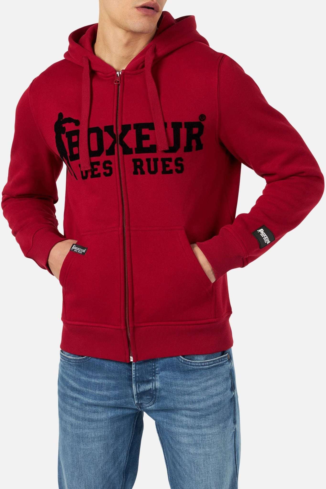 Hoodie Fullzip Logo Print en Bourgogne Sweat-shirts Boxeur des Rues   